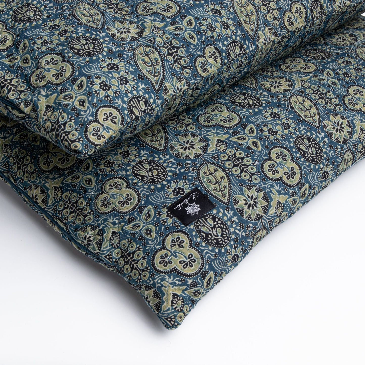 Ajrakh Fig - Yoga Nidra and Meditation Futon-Block Printed, Futons-xo