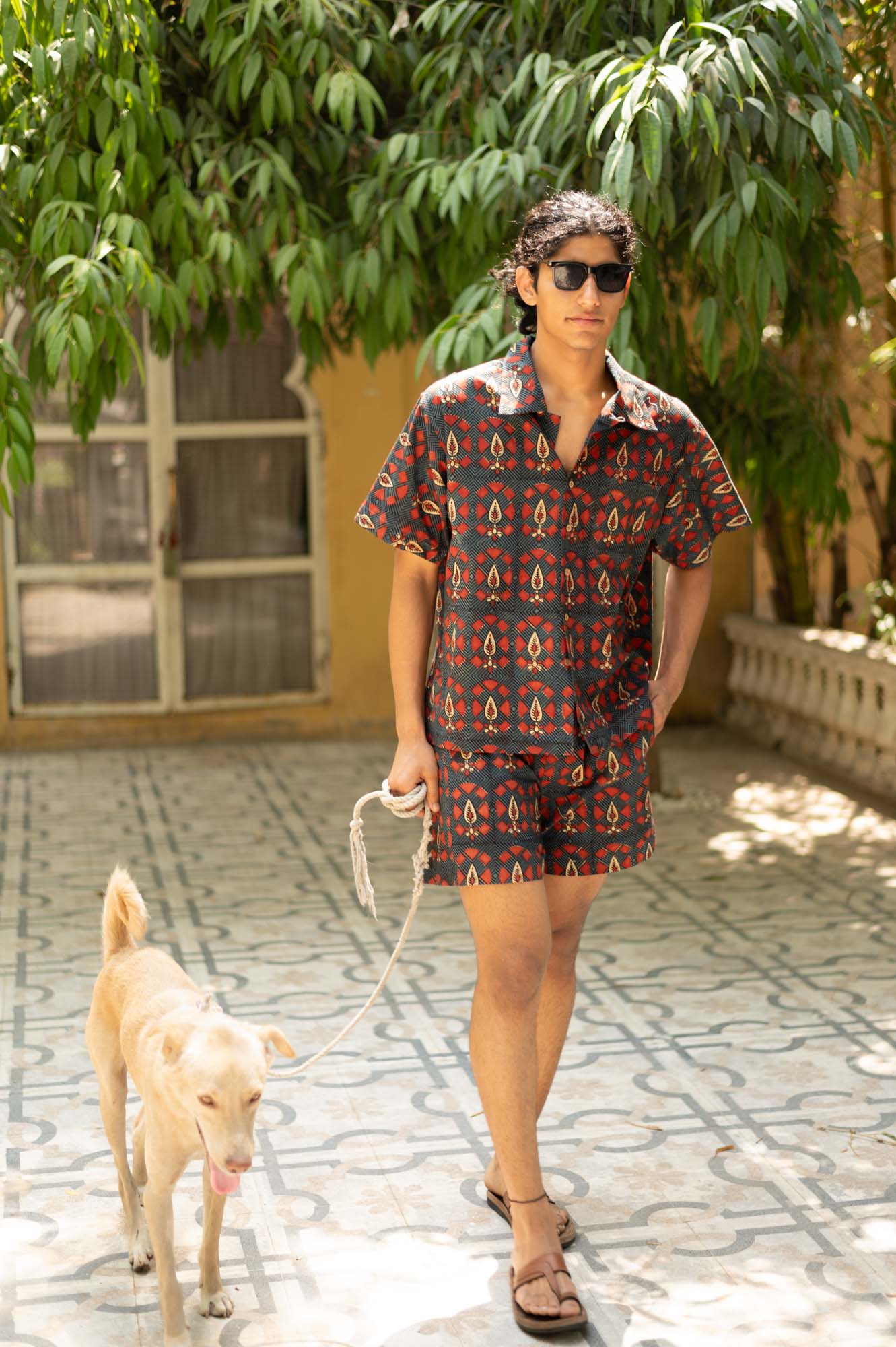 Brown - Sanganeri Block Printed Cotton Unisex Boxer/Shorts