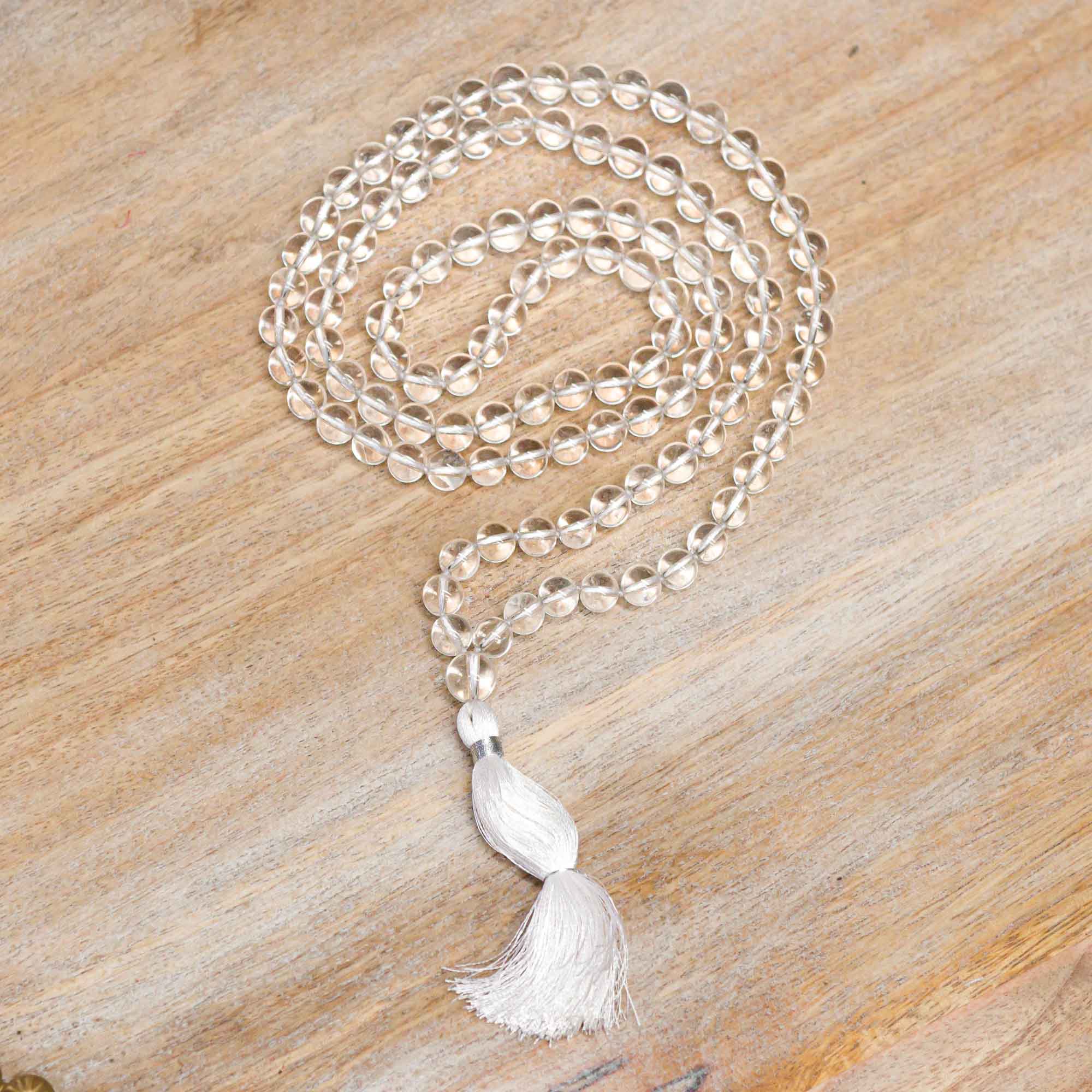 Clear Quartz Mala Mala with bag