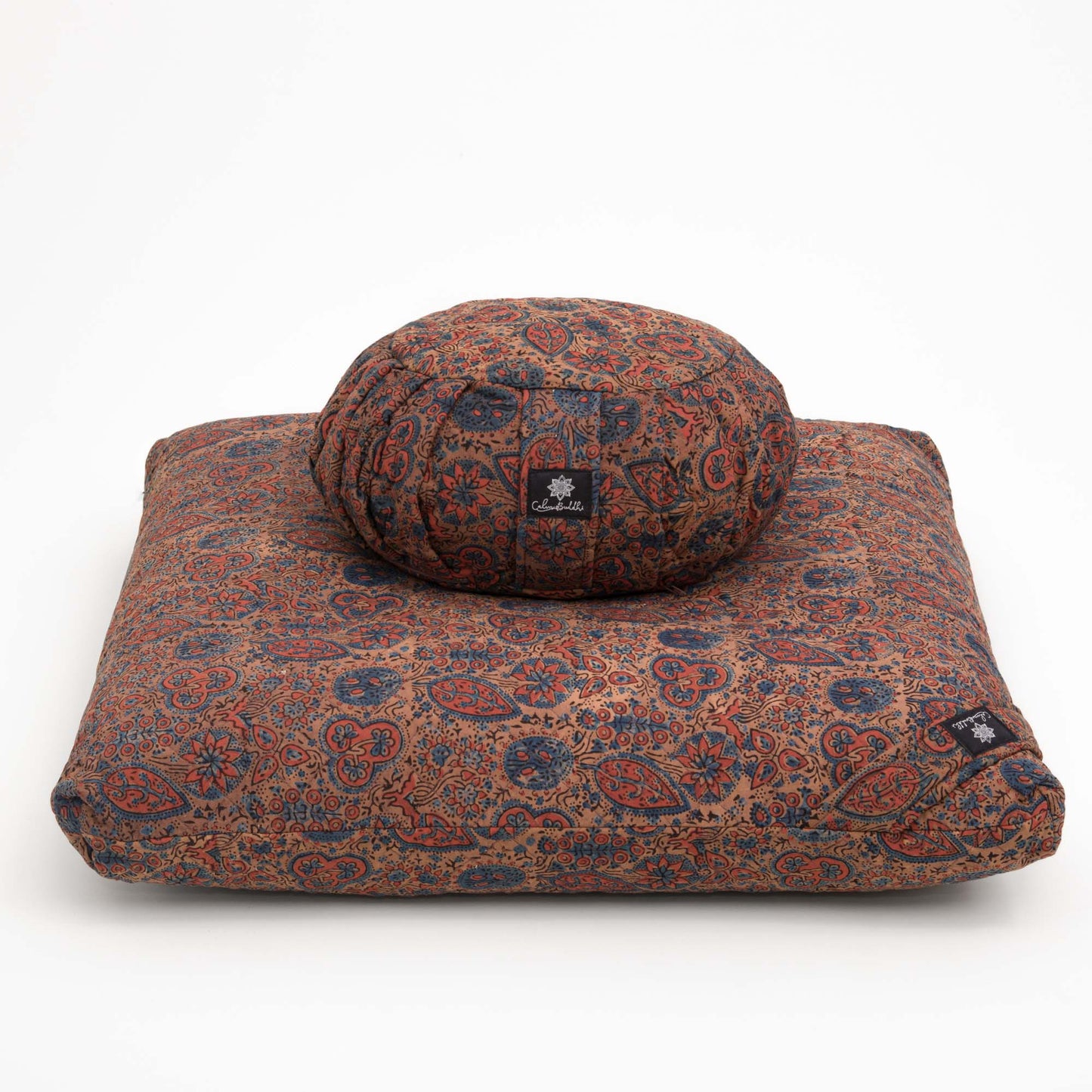 Dusky Ajrakh Fig - Meditation comfort bundle Block Printed, Quilted, zafuzab-set