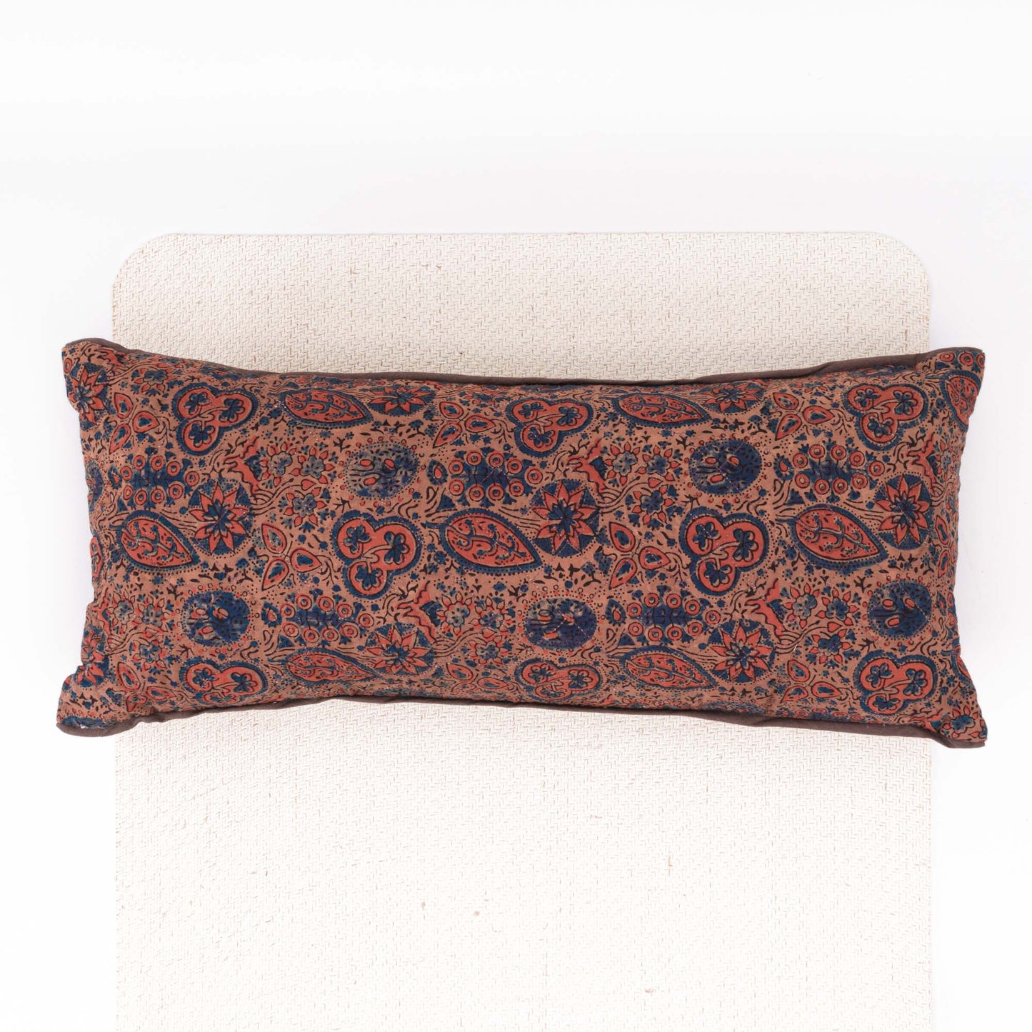 Dusky Ajrakh Fig - Yoga Pillow Block Printed, Quilted, Yoga Pillows