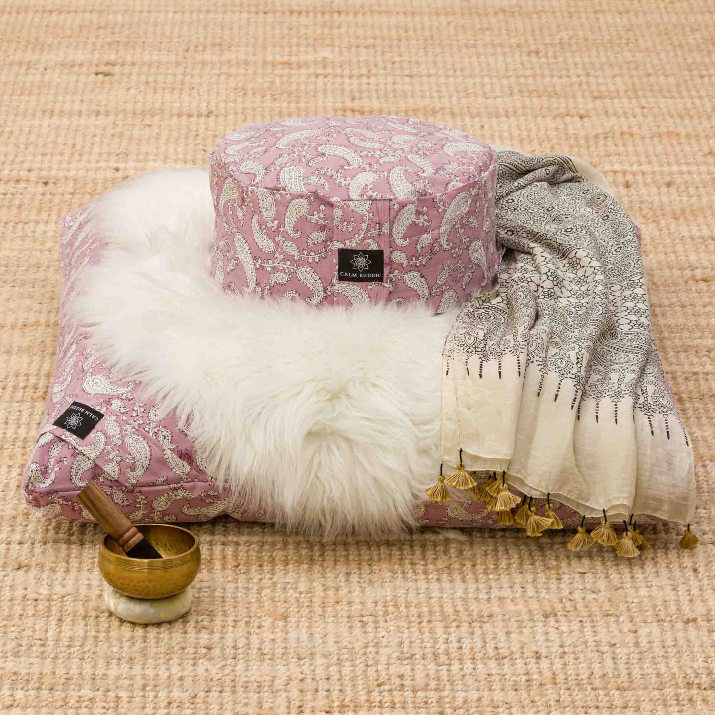 Indi Rose Paisley - Meditation comfort bundle Block Printed, Indi Rose, karna, zafuzab-set -xo