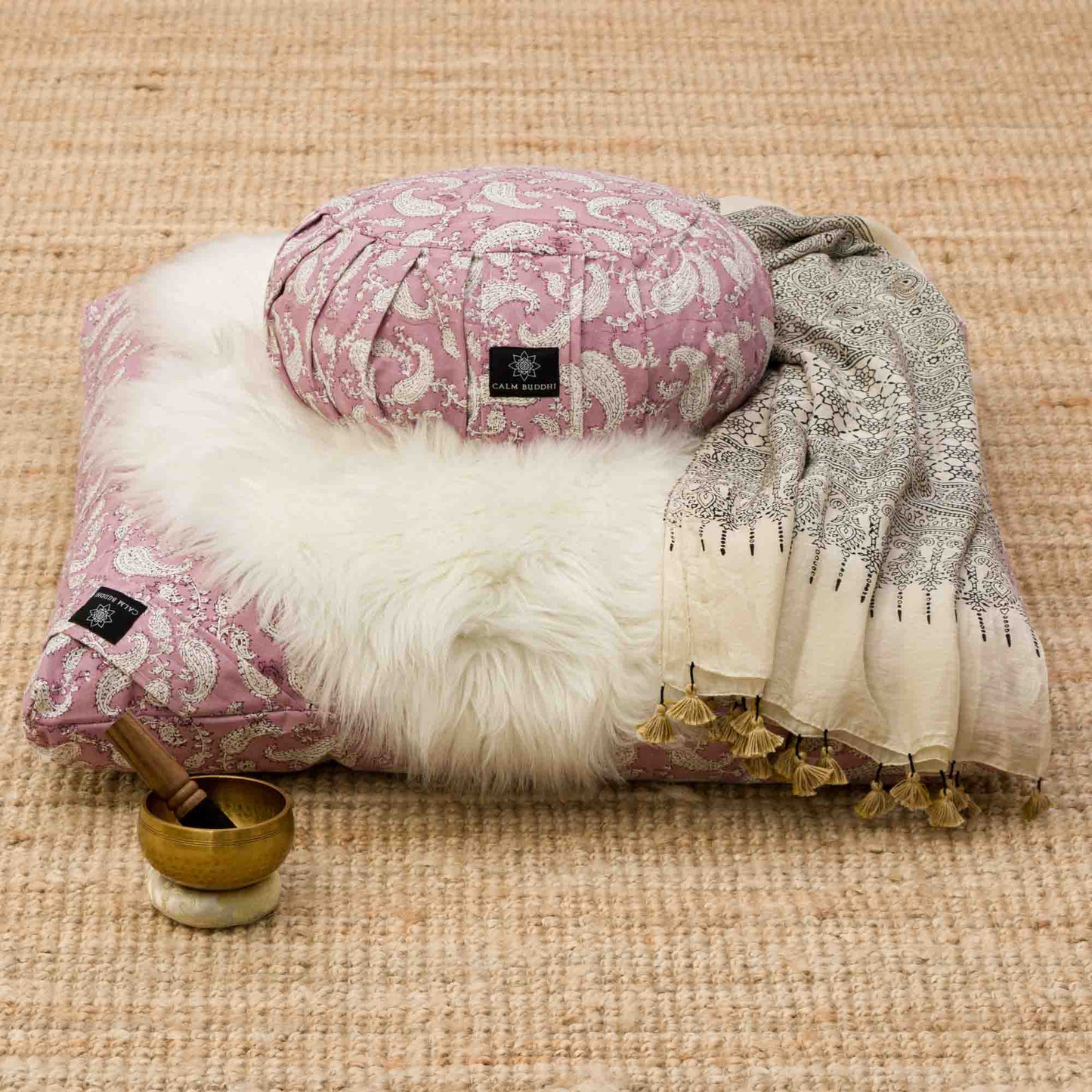 Indi Rose Paisley - Meditation comfort bundle Block Printed, Indi Rose, karna, zafuzab-set -xo