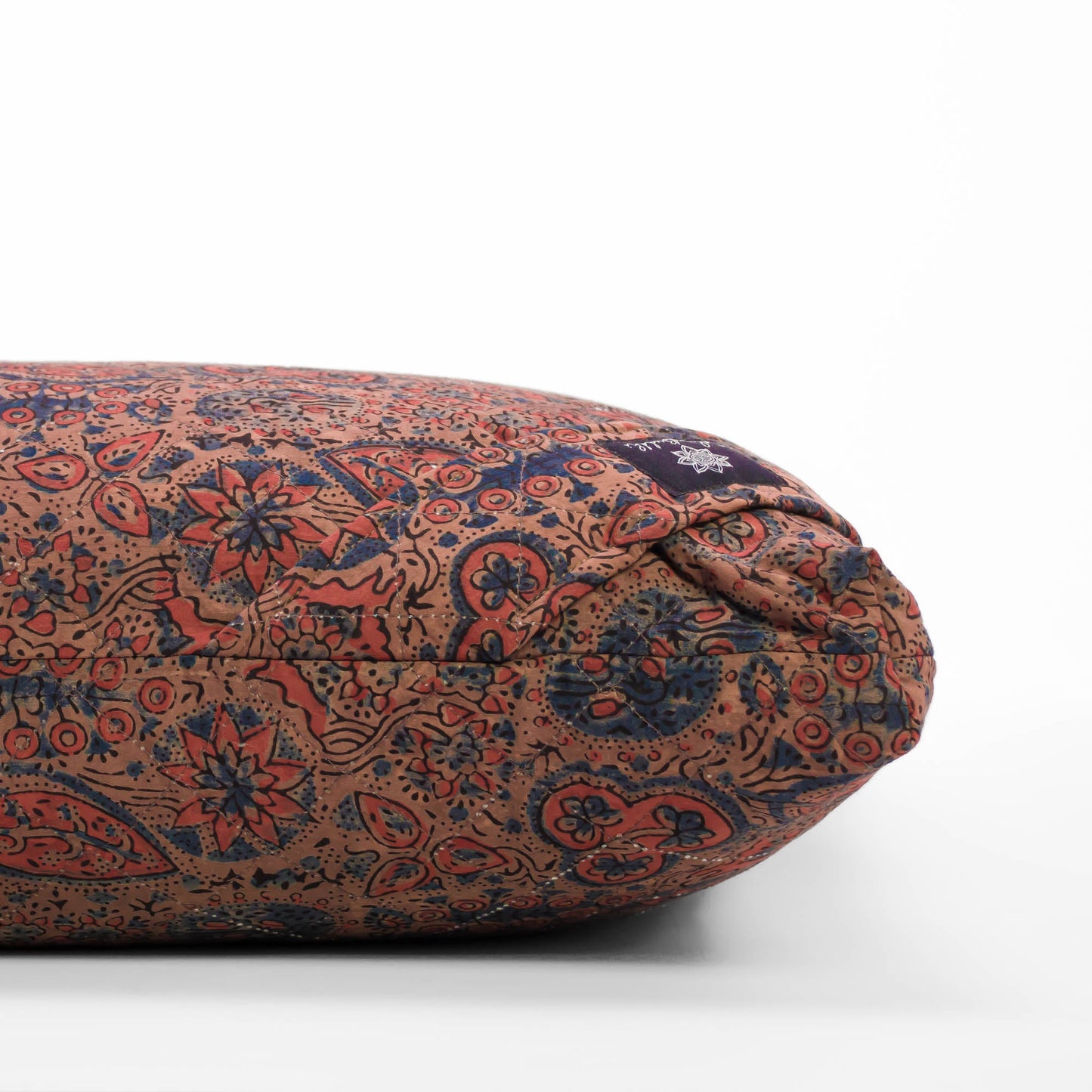 Meditation Cushion - Dusky Ajrakh Fig Leaf Zabuton Block Printed, Zabutons