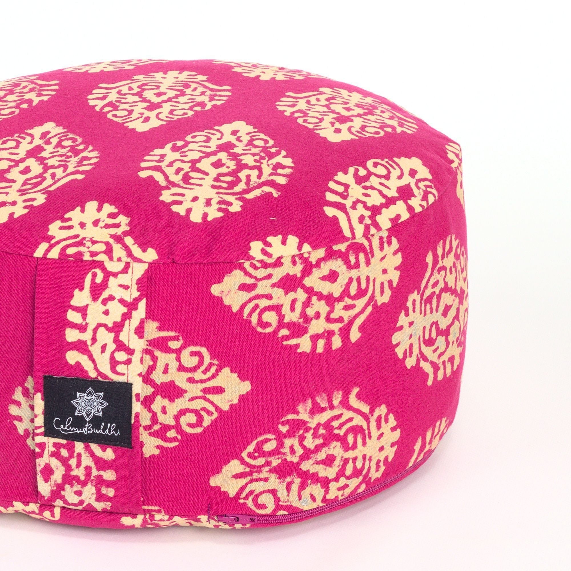 Rondo Mod Meditation Cushion Fuchsia Indian Motif Calm Buddhi