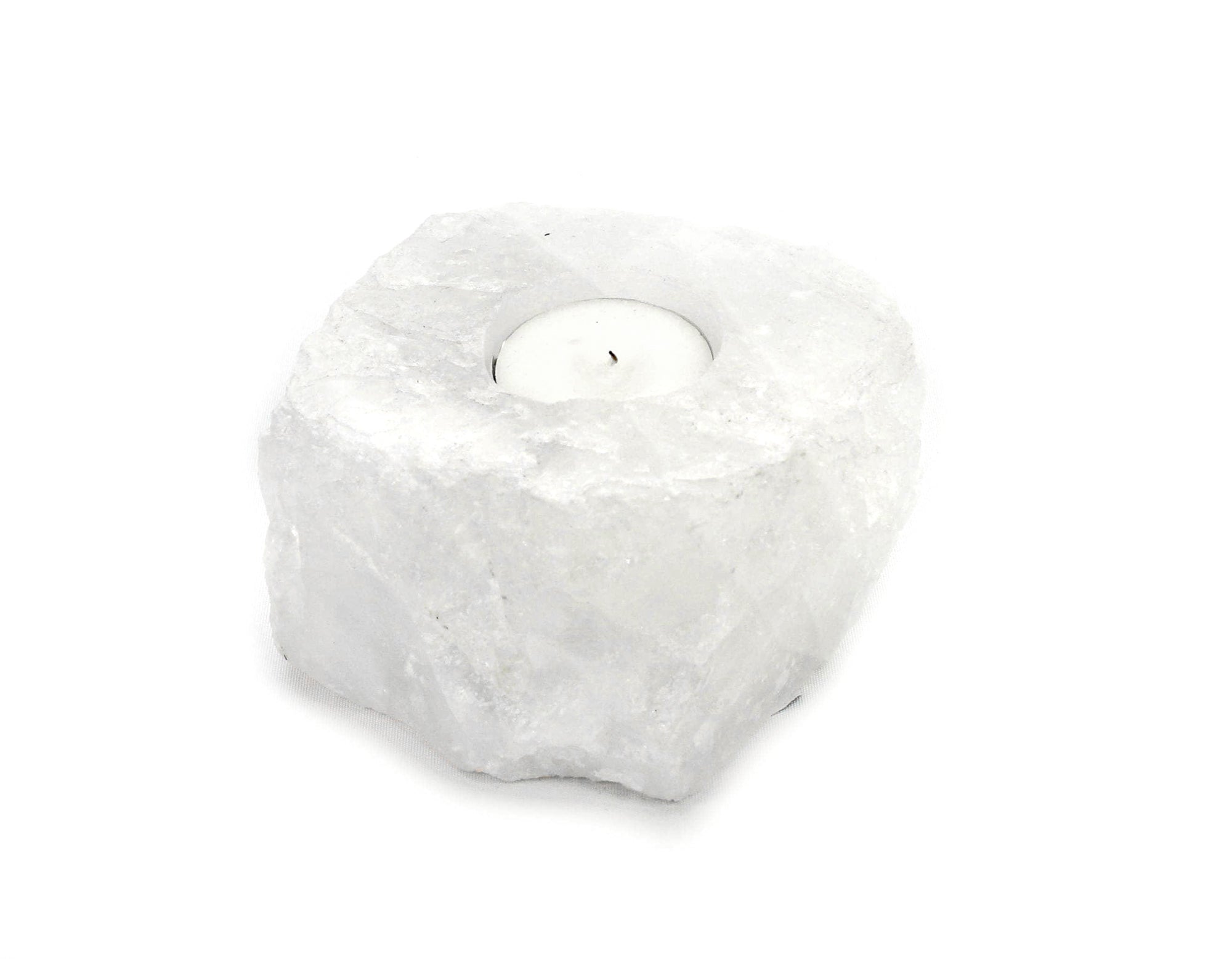 White himalayan shop salt candle holder
