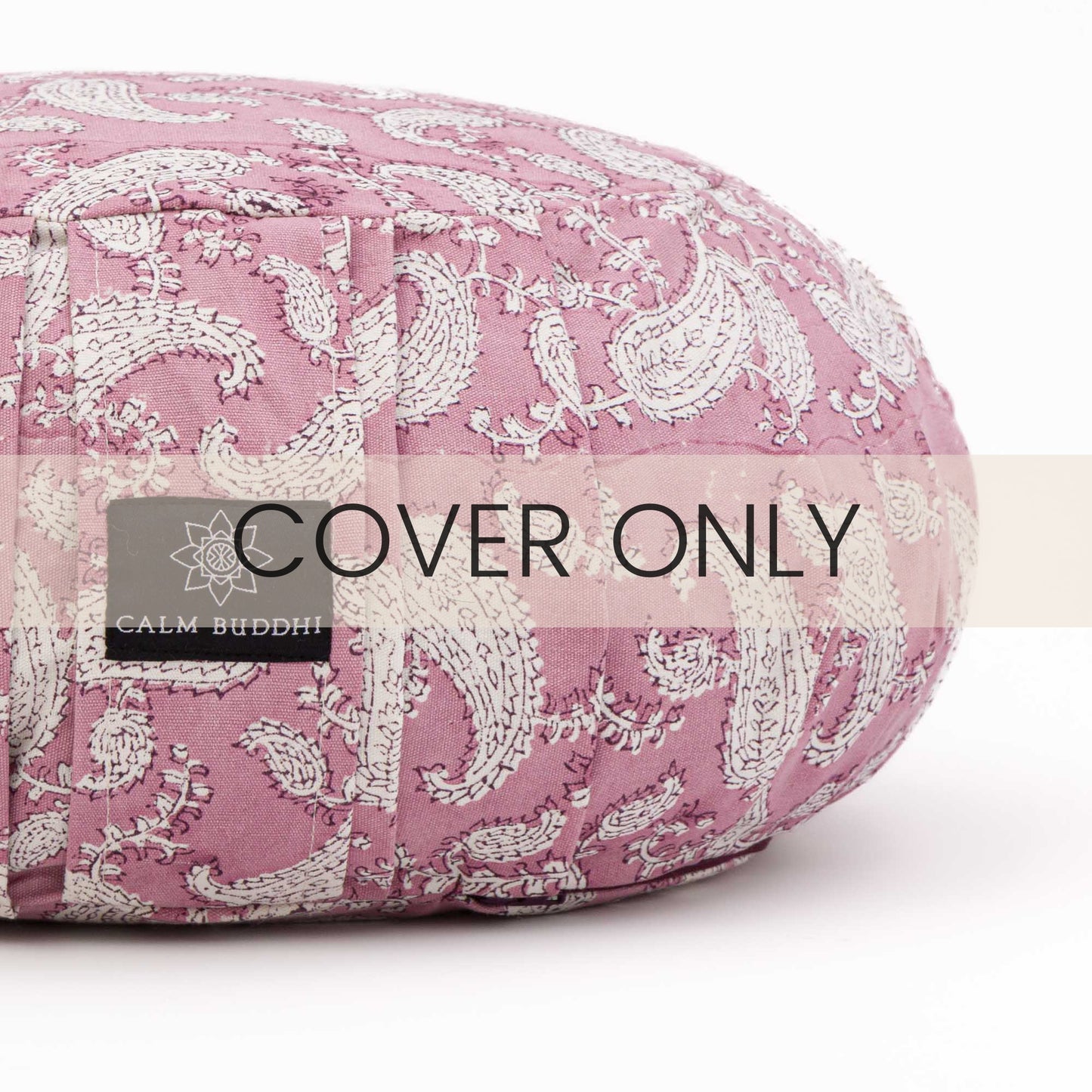 Round Meditation Cushion ~ Indi Rose Paisley Block Printed, Indi Rose, Zafus -xo