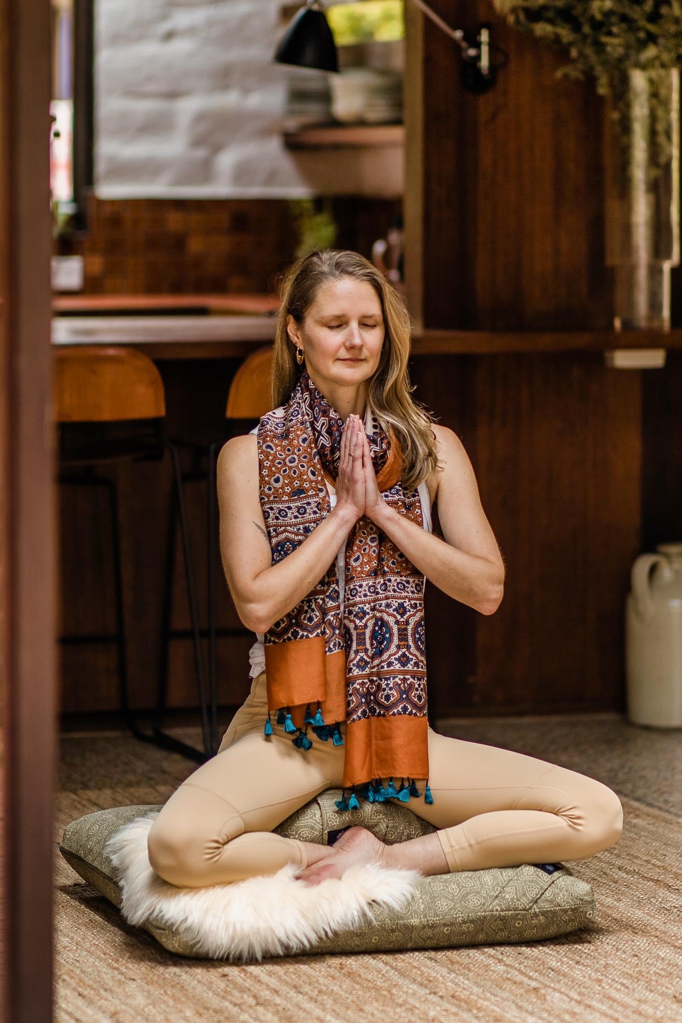 Wind Star - Meditation Cushion Zabuton Block Printed, Zabutons -xo