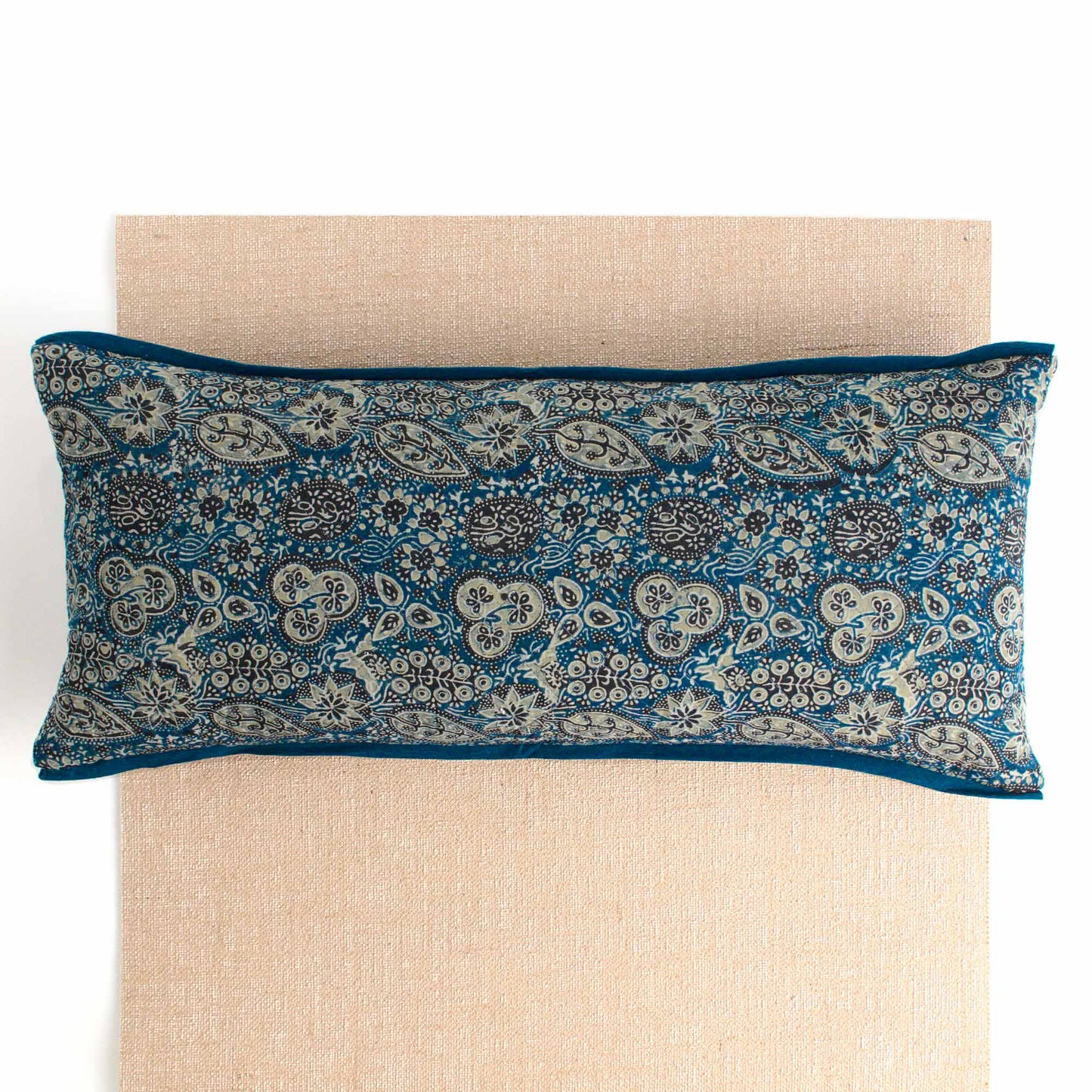 Arjakh Fig Leaf - Yoga Pillow Block Printed, Yoga Pillows -xo
