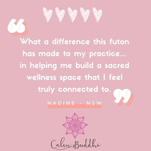 Calm Buddi customer testimonial on futon