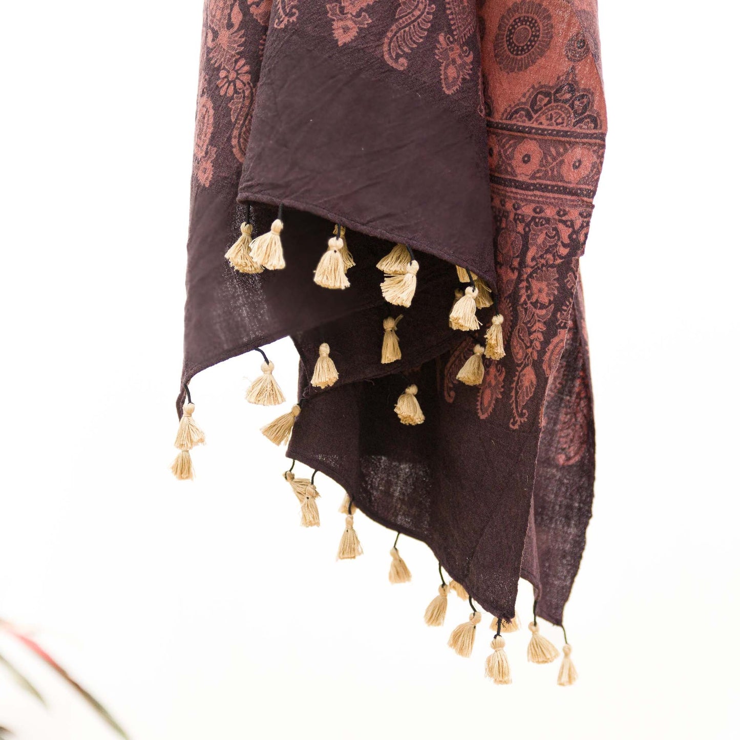 Ajrakh Purple Eve ~ Wool Natural Dye shawl Gifts, Scarves -xo