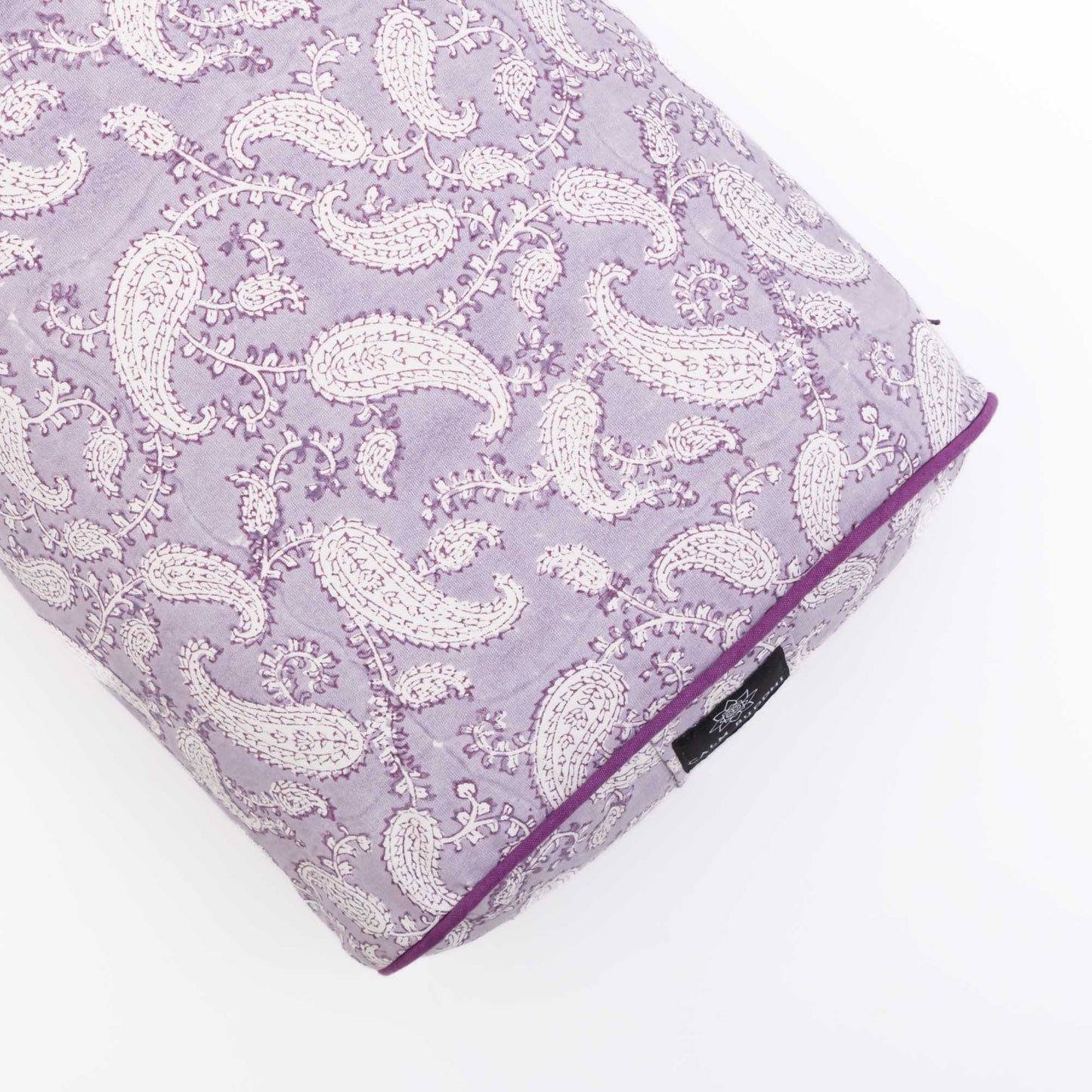 Ananda Paisley Oval Yoga Bolster Ananda, Block Printed, Oval Bolsters -xo