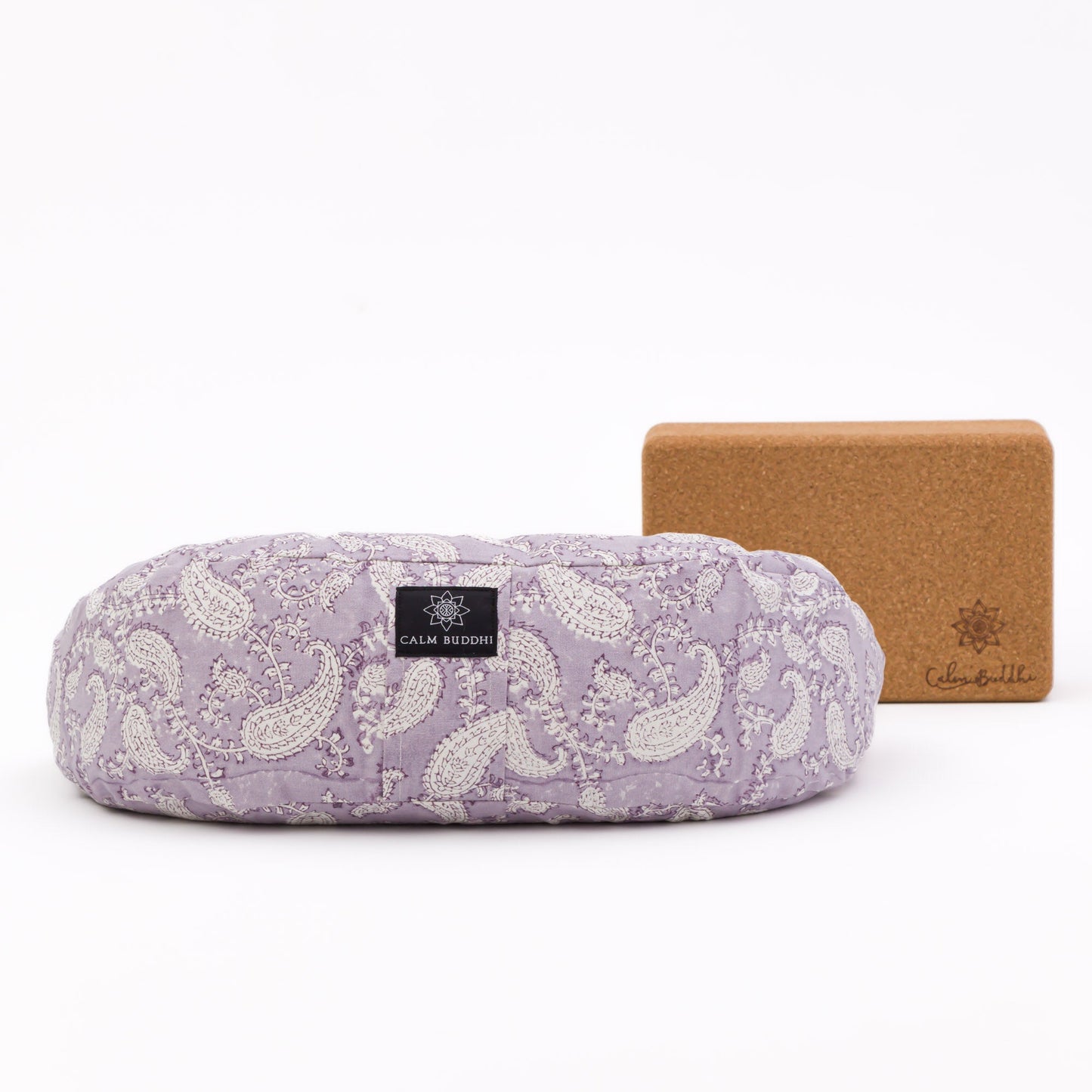 Crescent Meditation Cushion - Ananda Paisley Ananda, Block Printed, Crescents -xo