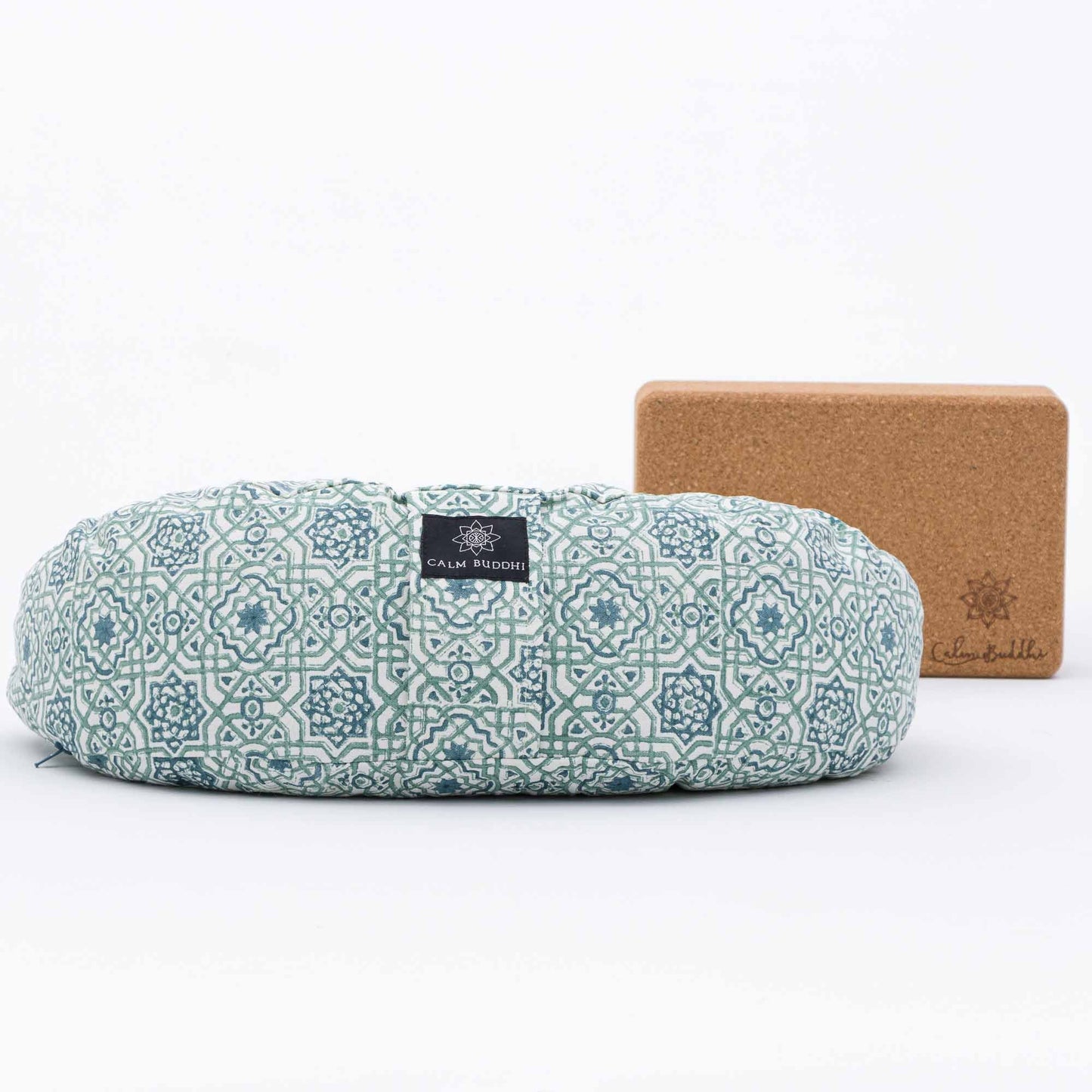 Crescent Meditation Cushion - Moroccan dreams Block Printed, Crescents, karna -xo
