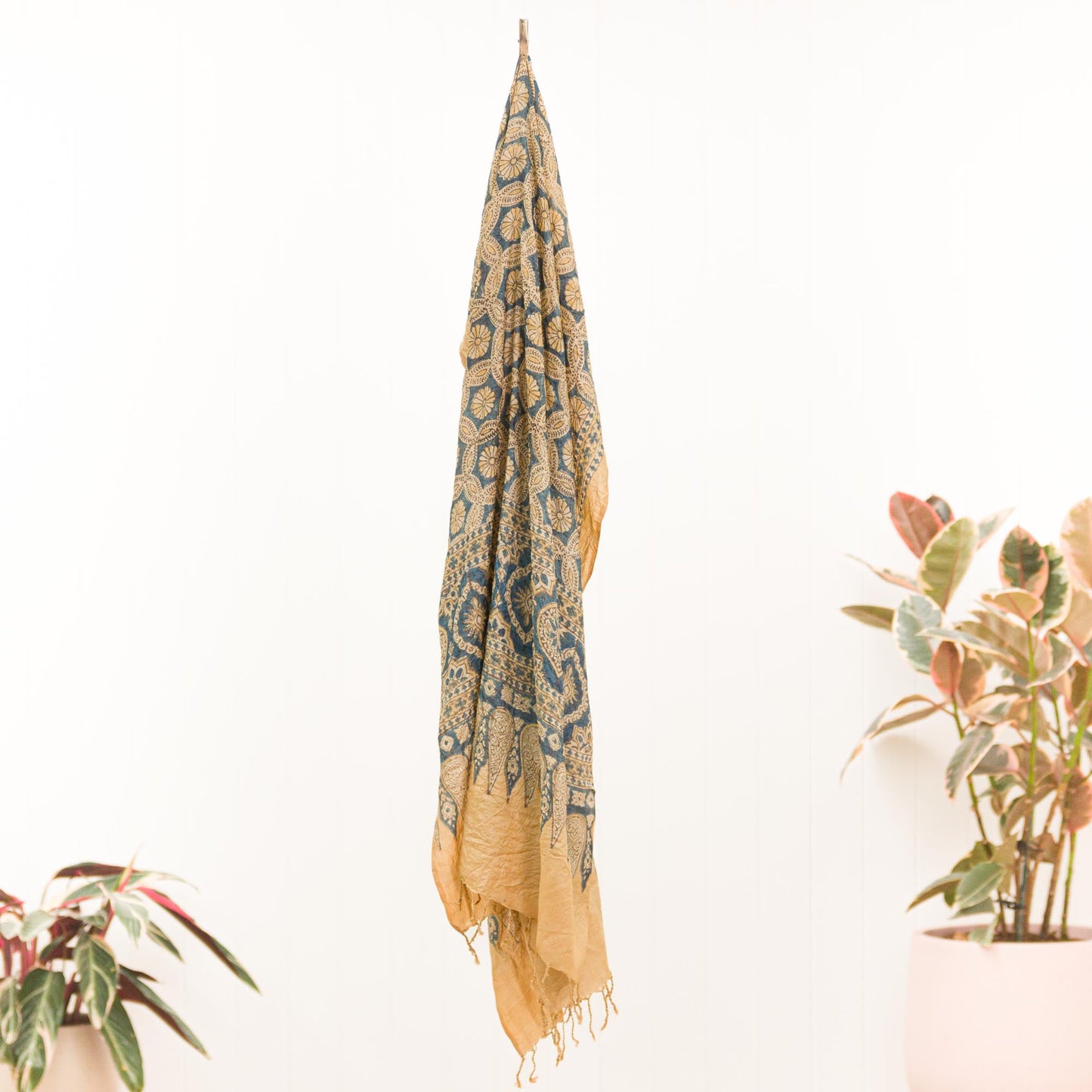 Dhavdi Flower Wild Silk Natural Dye Scarf Gifts, Scarves -xo