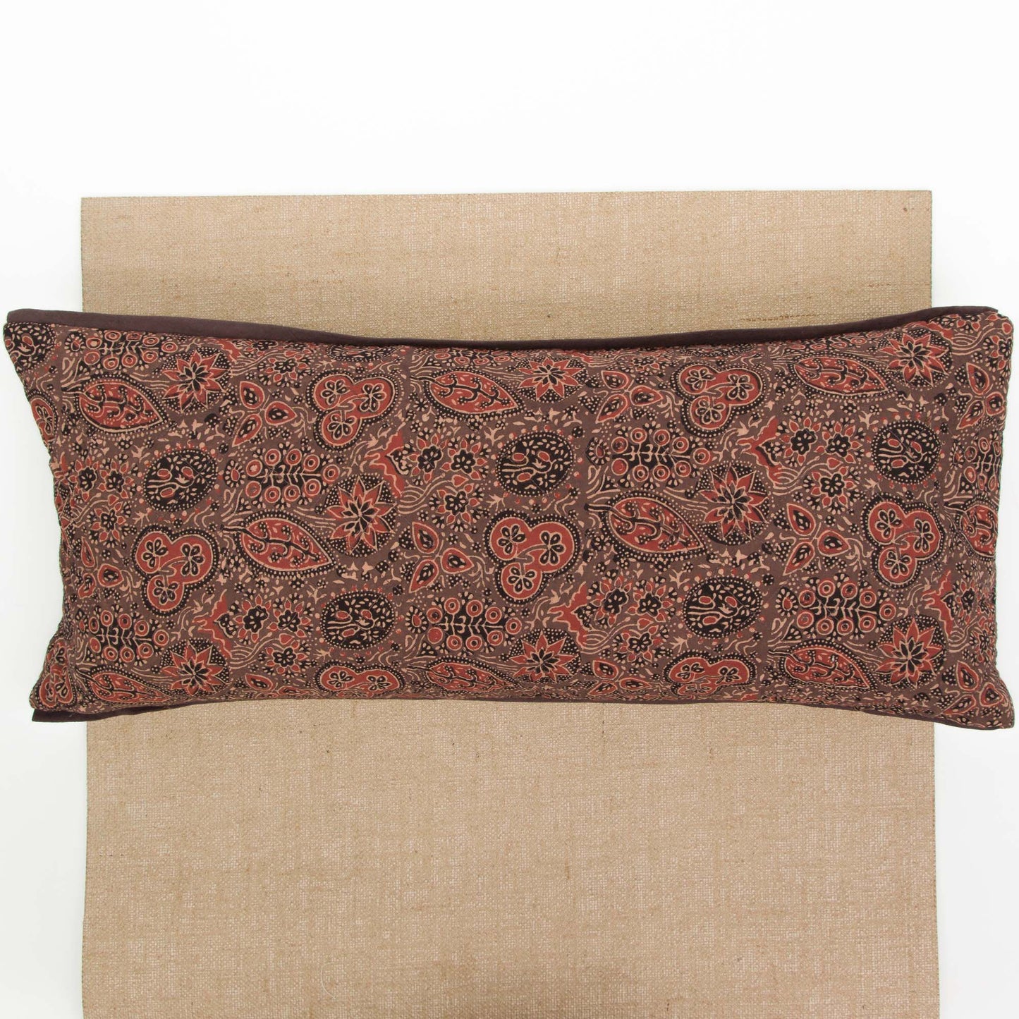 Ajrakh Earth Fig - Yoga Pillow Block Printed, Yoga Pillows -xo