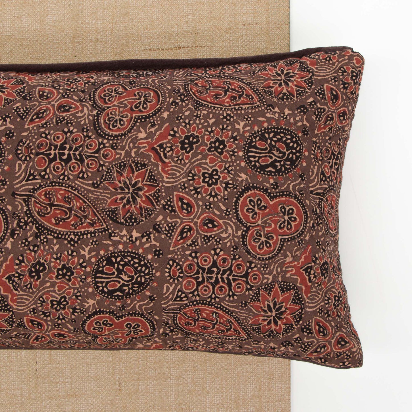 Ajrakh Earth Fig - Yoga Pillow Block Printed, Yoga Pillows -xo
