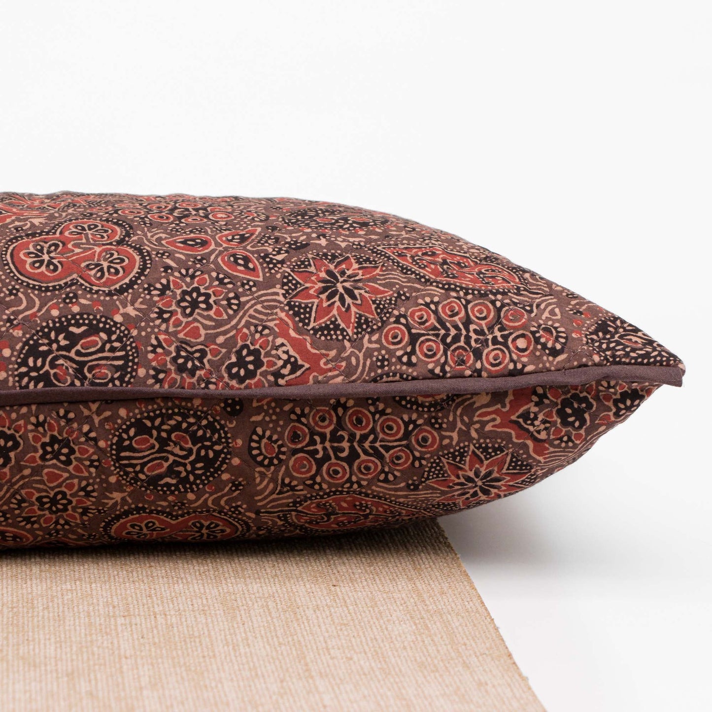 Ajrakh Earth Fig - Yoga Pillow Block Printed, Yoga Pillows -xo