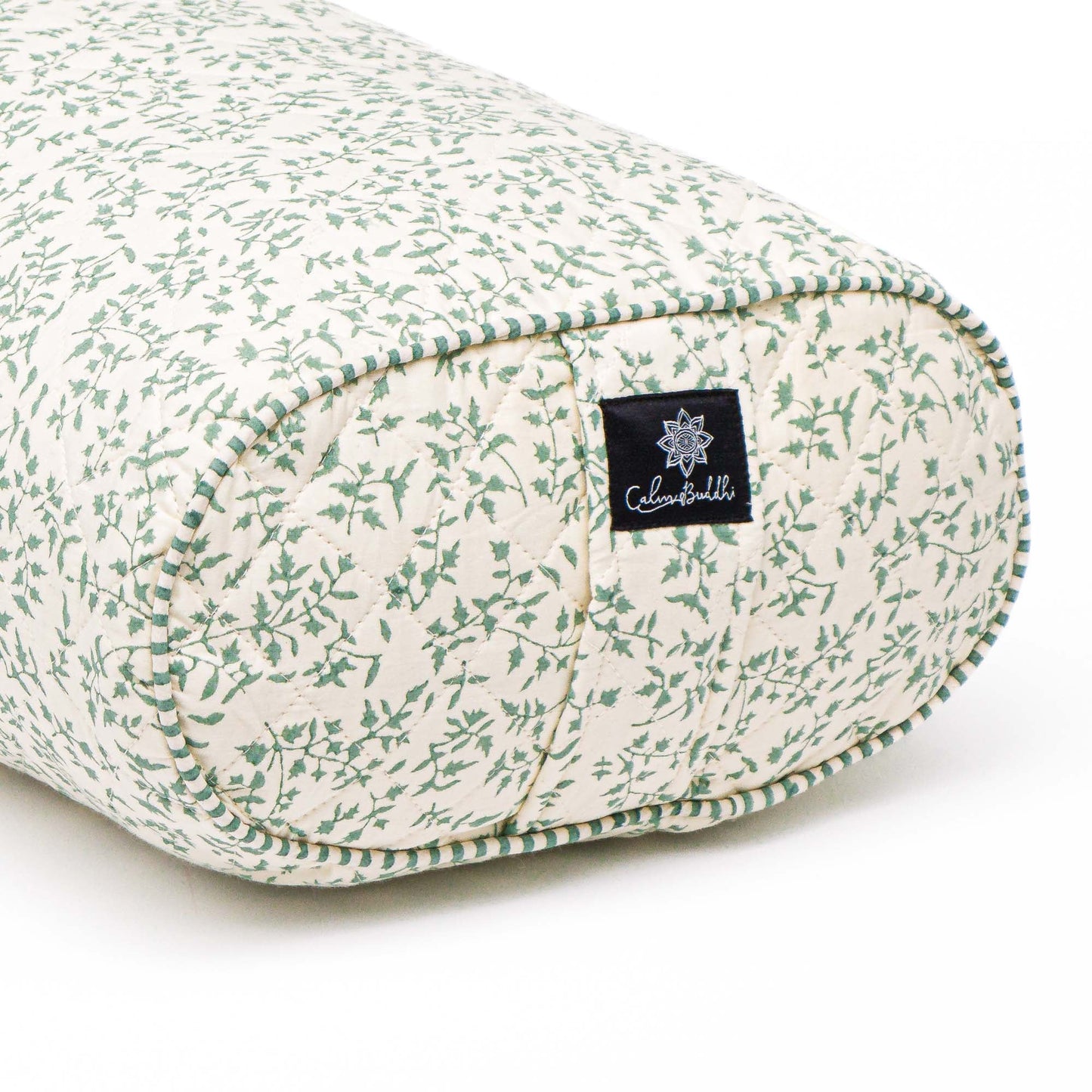 Holly - Sage Oval Yoga Bolster Block Printed, Karna, Oval Bolsters, sage -xo