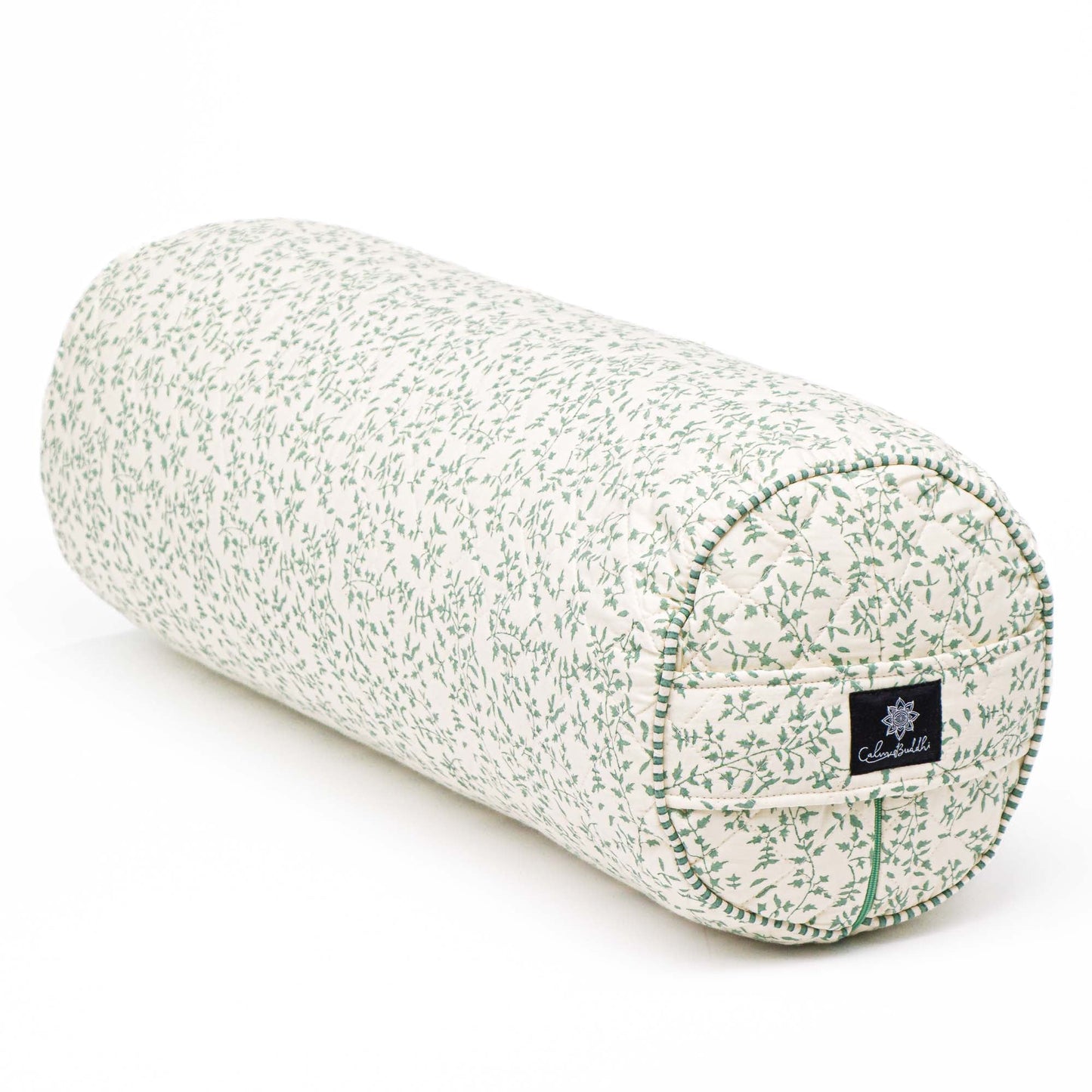 Holly - Sage Round Yoga Bolster Block Printed, karna, Round Bolsters, sage -xo