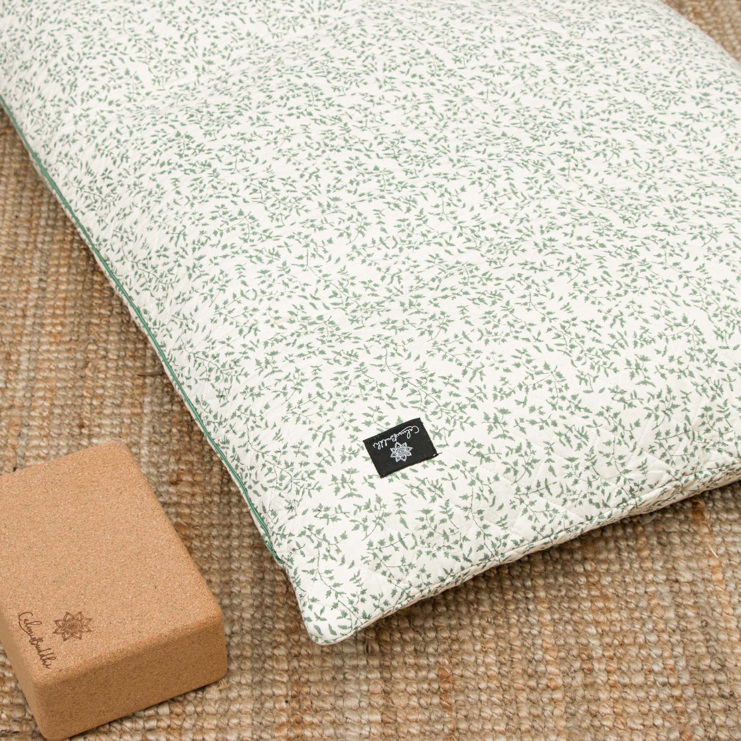 Holly - Sage Yoga Nidra and Meditation Futon Block Printed, Futons, karna, sage -xo