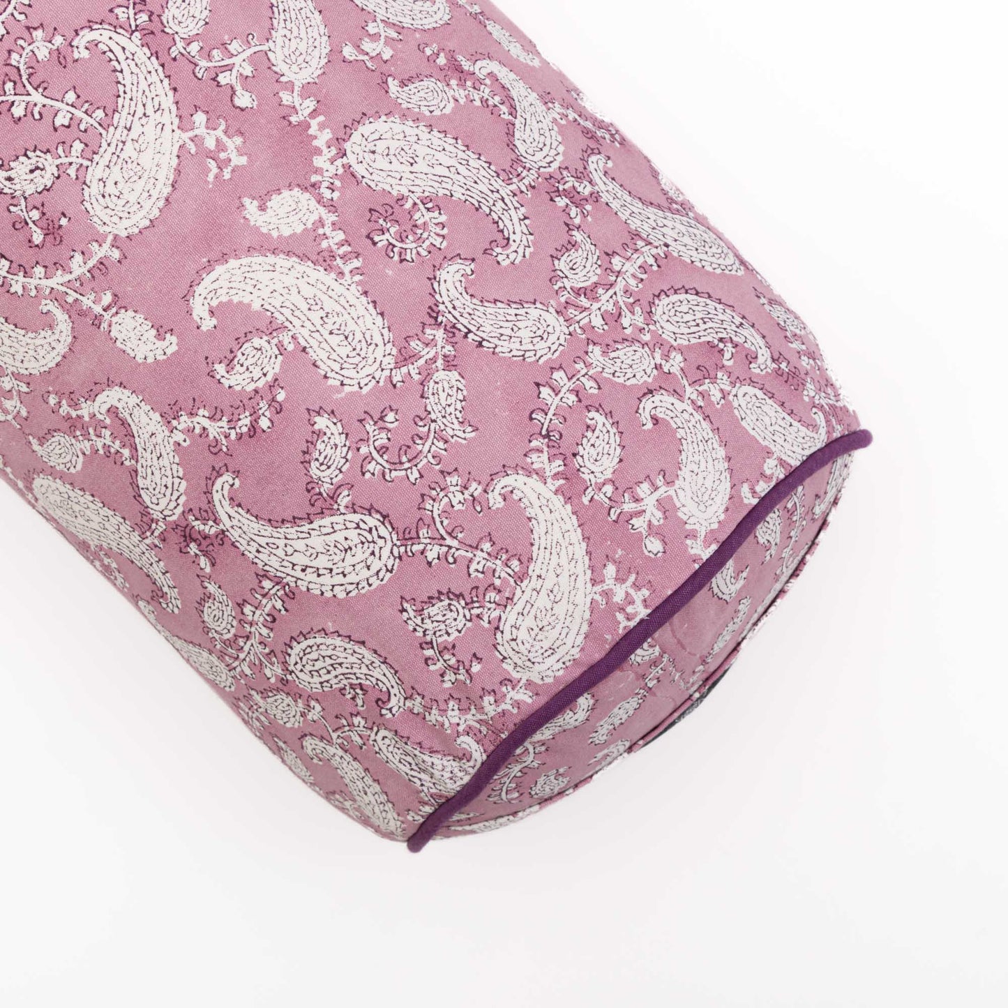 Indi Rose Paisley - Round Yoga Bolster Block Printed, Indi Rose, Round Bolsters -xo