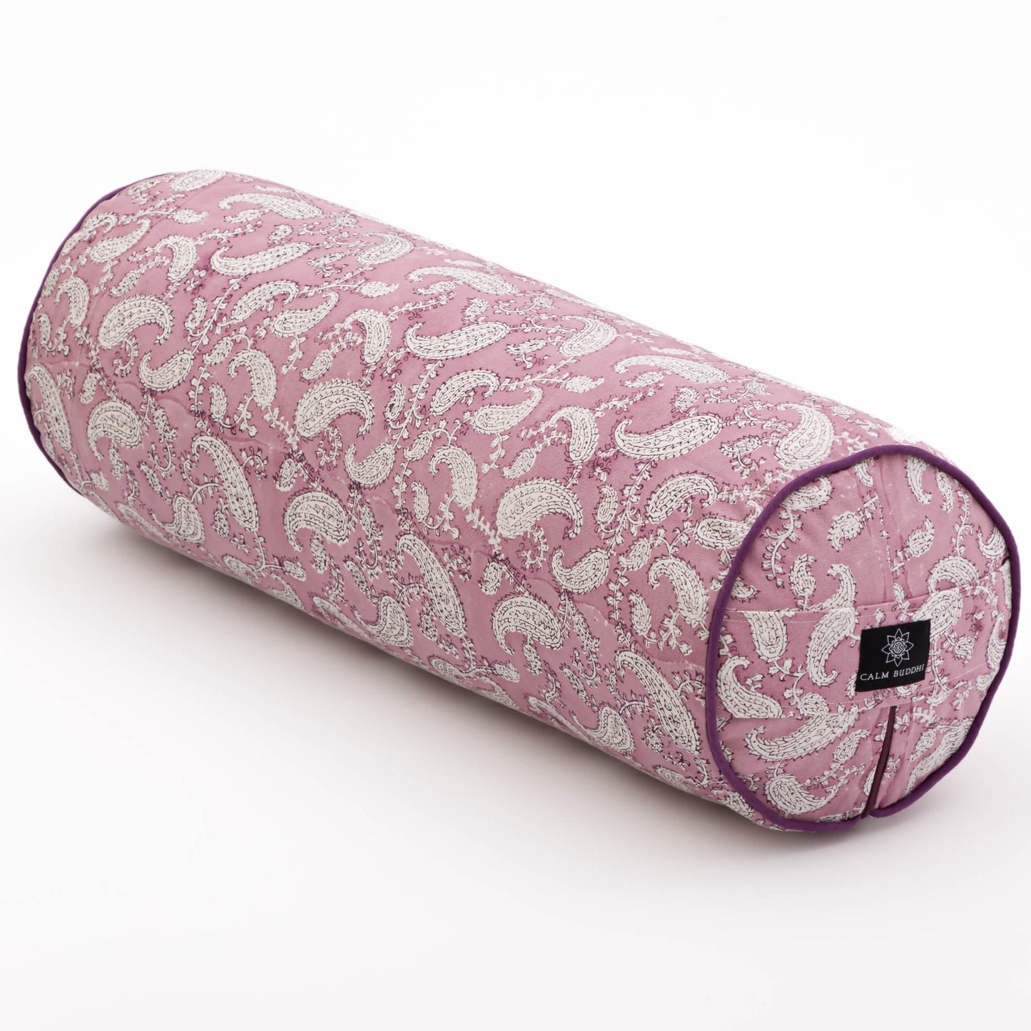 Indi Rose Paisley - Round Yoga Bolster Block Printed, Indi Rose, Round Bolsters -xo