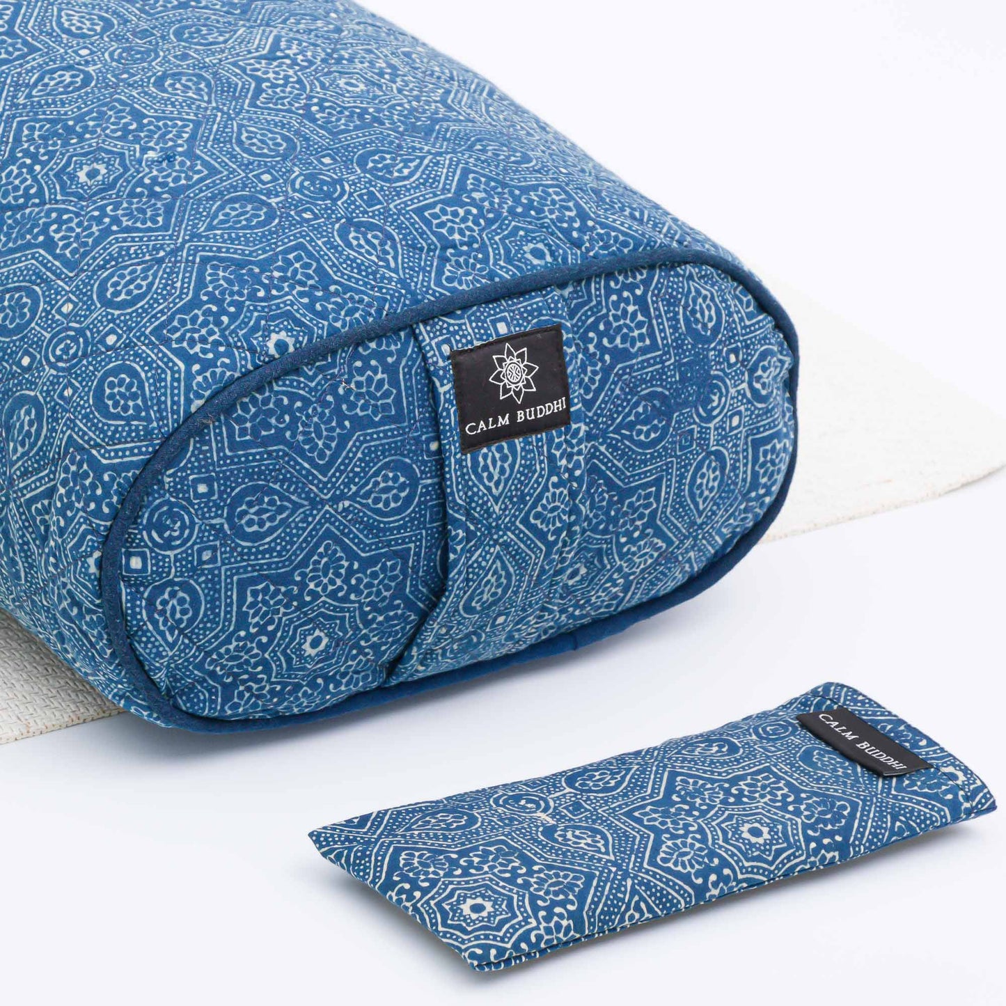 Indigo Star (Water) - Oval Yoga Bolster Block Printed, Oval Bolsters -xo