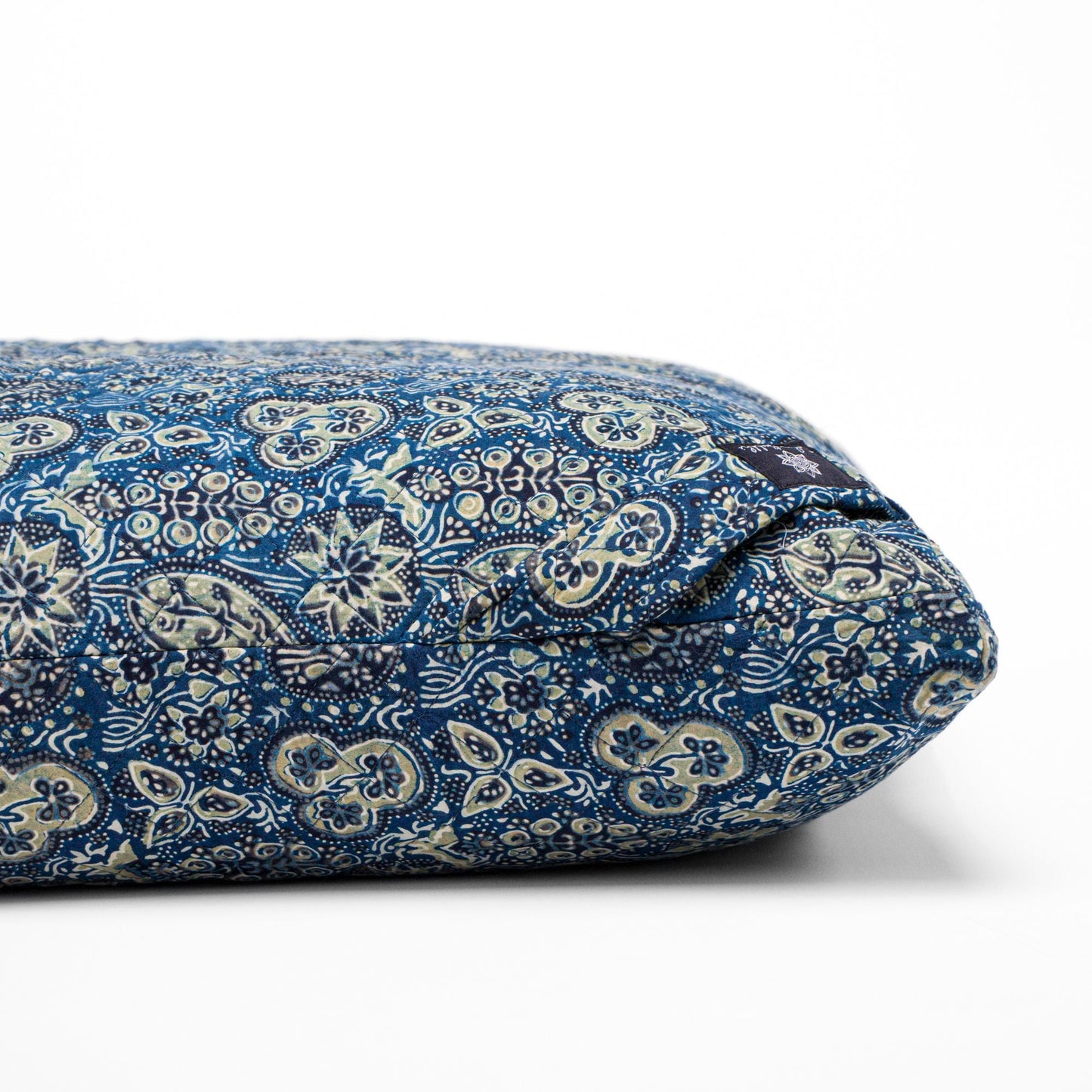 Meditation Cushion - Ajrakh Fig Leaf Zabuton Block Printed, Zabutons -xo
