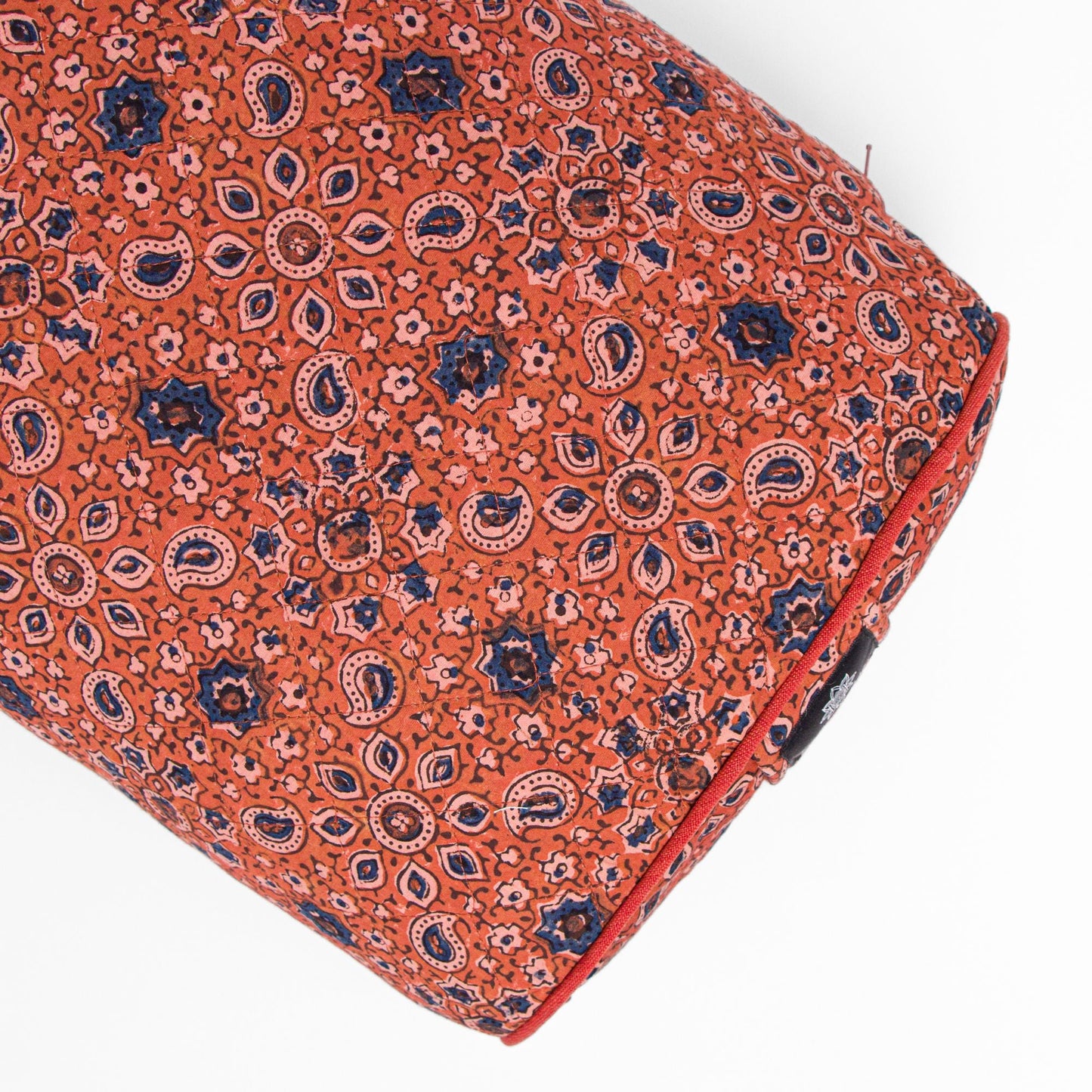 Oval yoga bolster- Rusty Ajrakh Block Printed, Oval Bolsters -xo