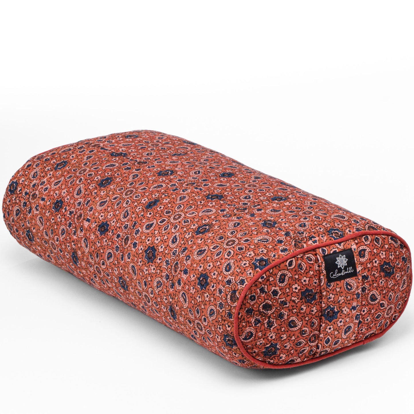 Oval yoga bolster- Rusty Ajrakh Block Printed, Oval Bolsters -xo