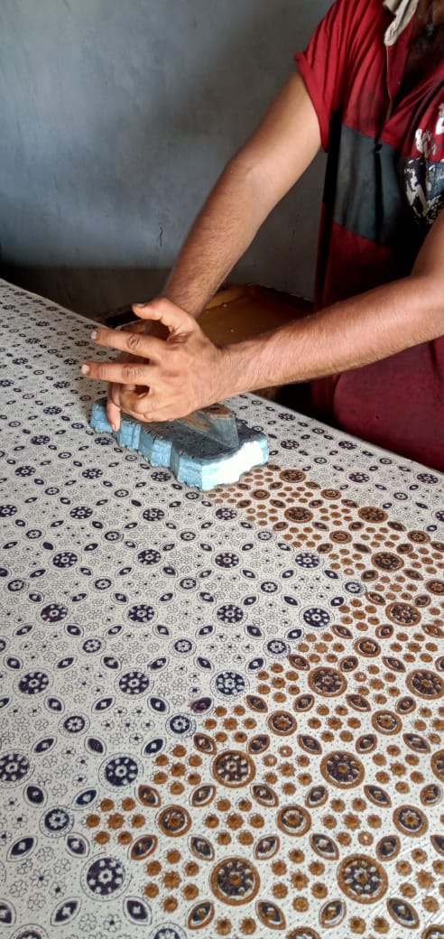 Oval yoga bolster- Rusty Ajrakh-Block Printed, Oval Bolsters-xo