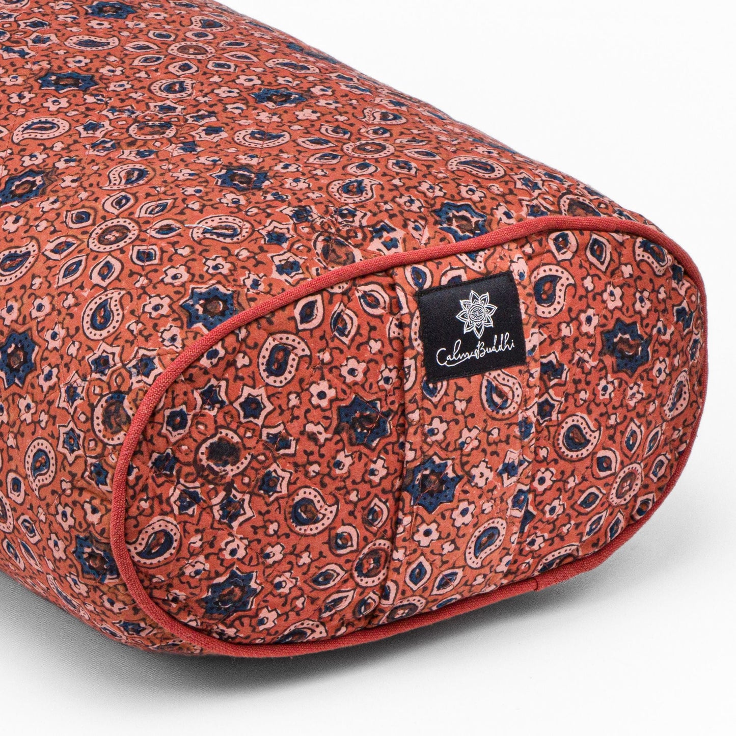Oval yoga bolster- Rusty Ajrakh Block Printed, Oval Bolsters -xo