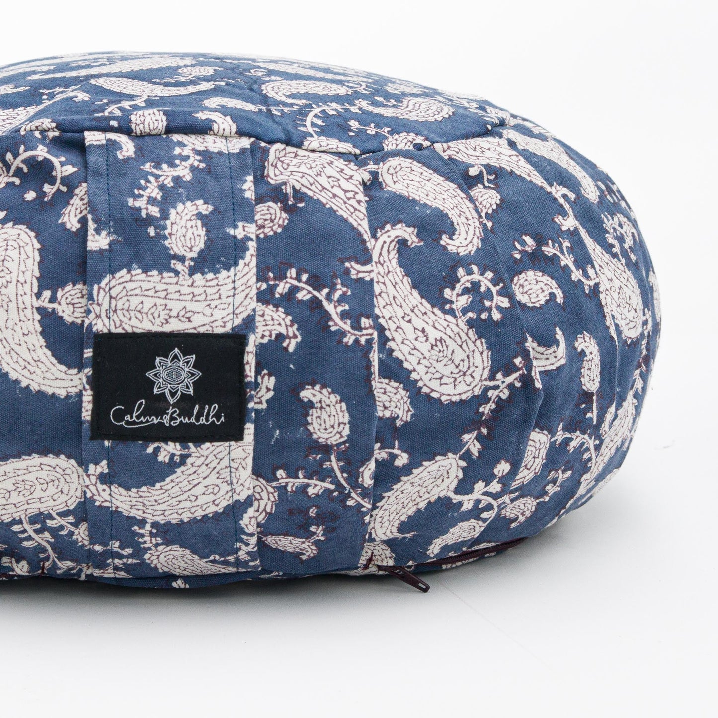 Round Meditation Cushion ~ Eve Paisley Block Printed, karna, Zafus -xo