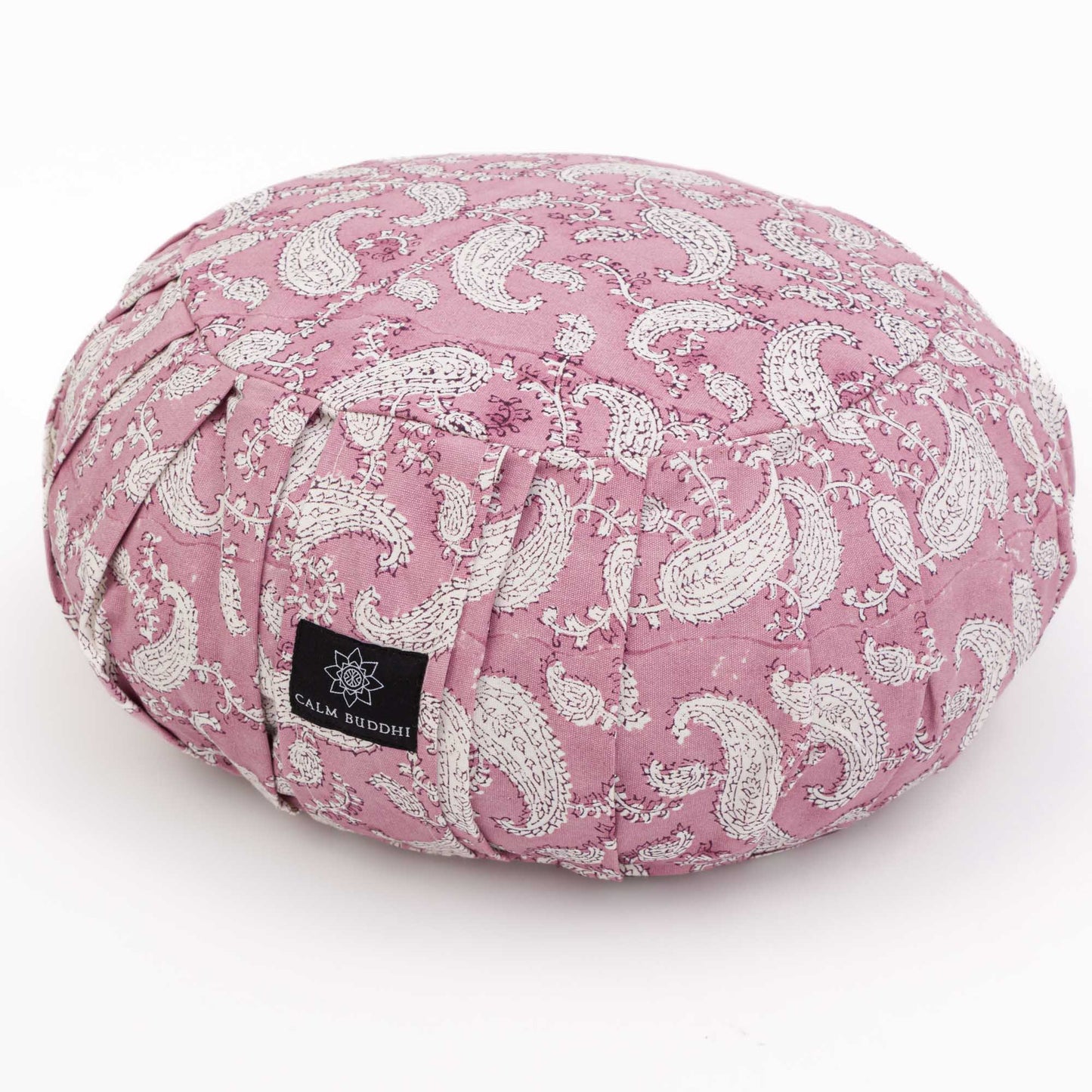 Round Meditation Cushion ~ Indi Rose Paisley Block Printed, Indi Rose, Zafus -xo