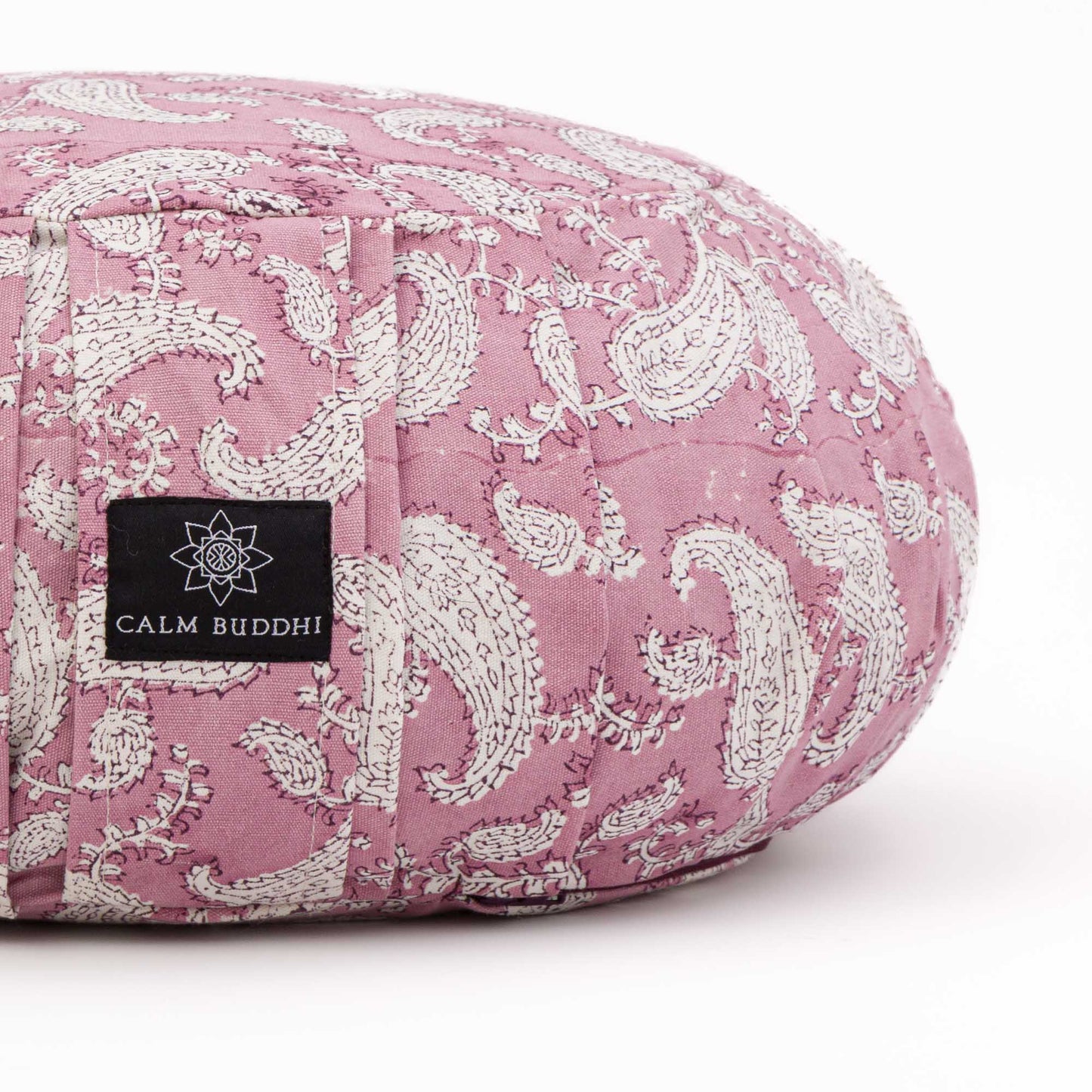 Round Meditation Cushion ~ Indi Rose Paisley Block Printed, Indi Rose, Zafus -xo