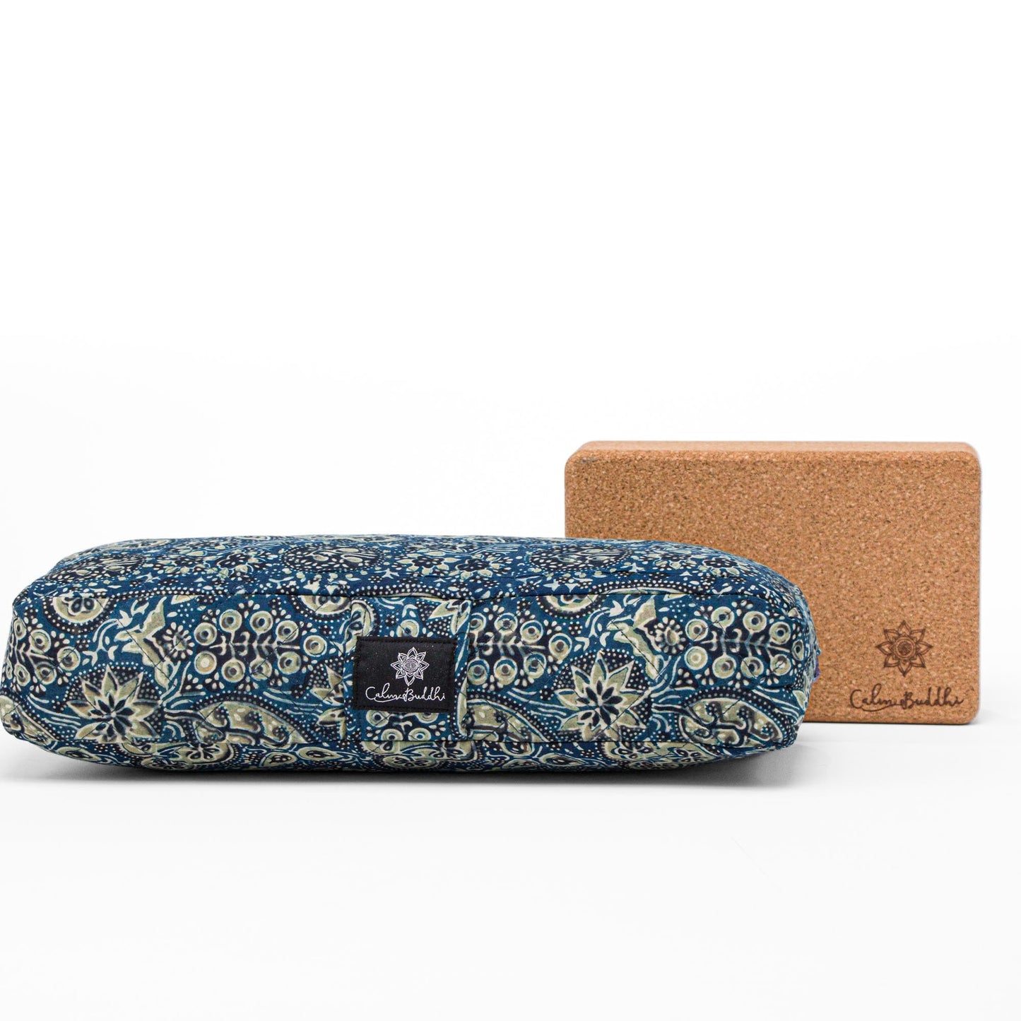 Travel Yoga Bolster ~ Ajrakh Fig Block Printed, Travel Bolsters -xo