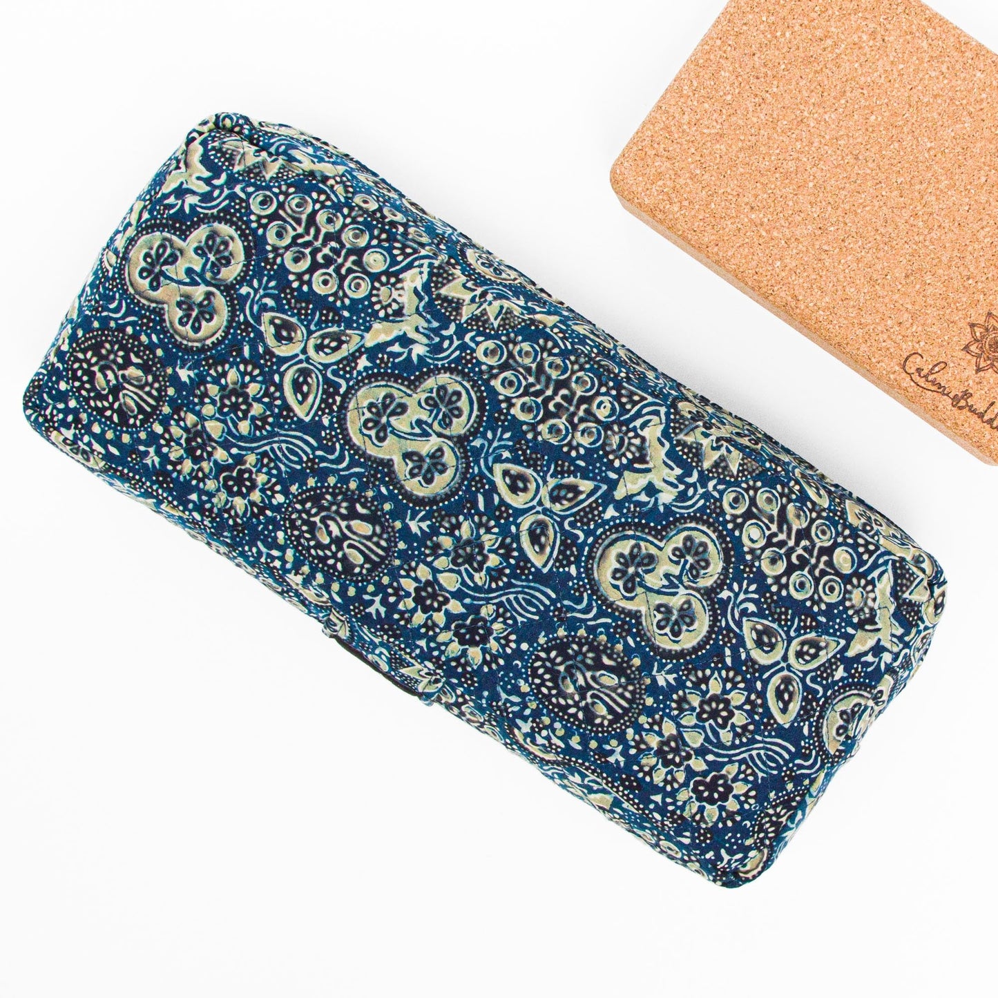 Travel Yoga Bolster ~ Ajrakh Fig Block Printed, Travel Bolsters -xo