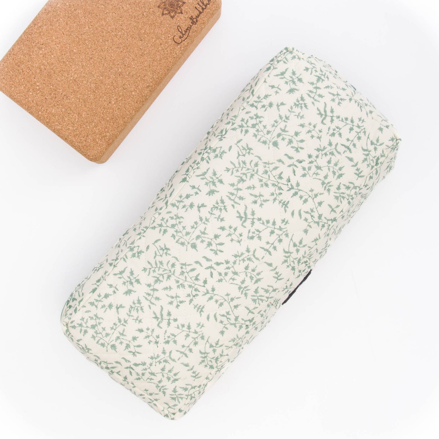 Travel Yoga Bolster - Holly Sage Block Printed, sage, Travel Bolsters -xo