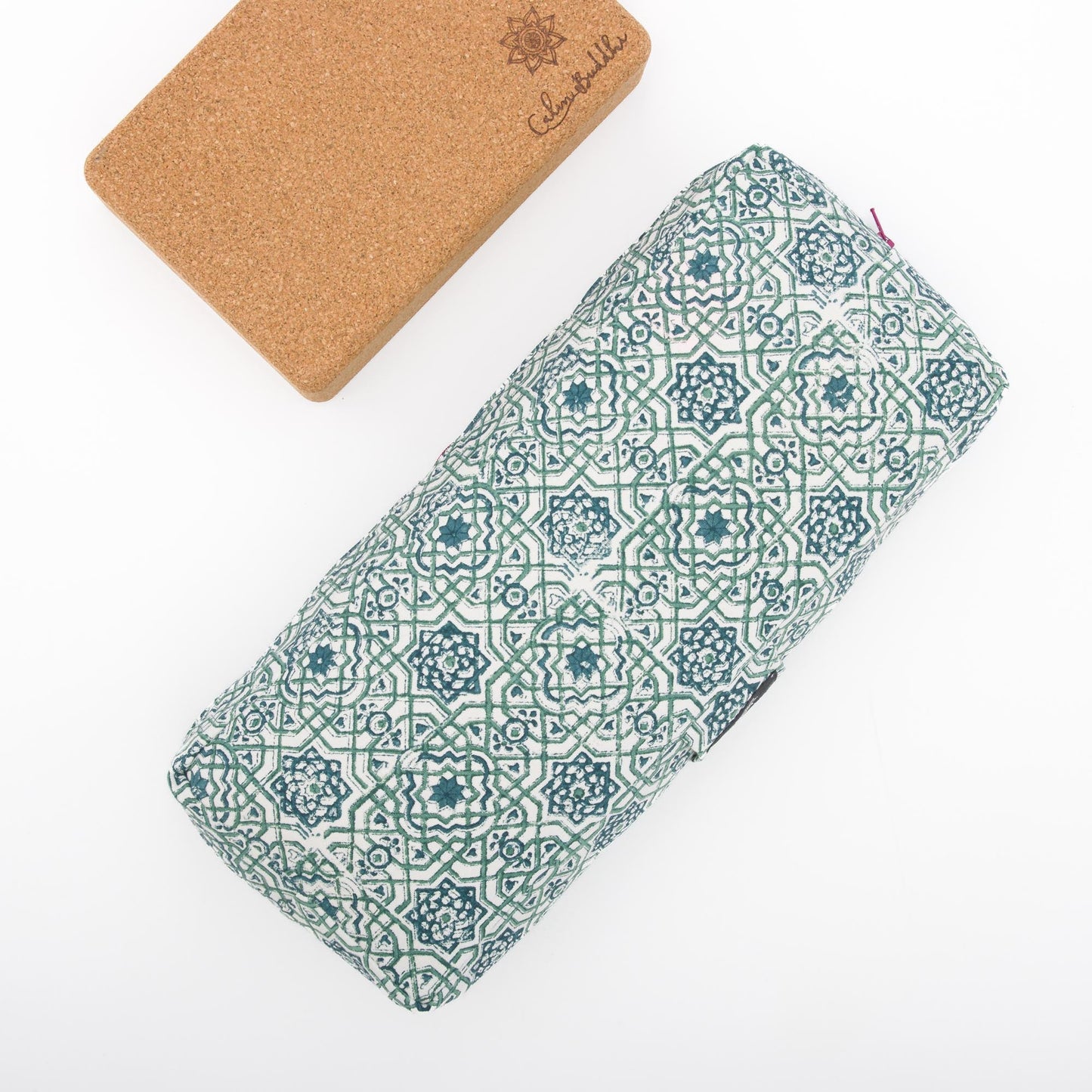 Travel Yoga Bolster - Moroccan Dreams Block Printed, karna, Travel Bolsters -xo