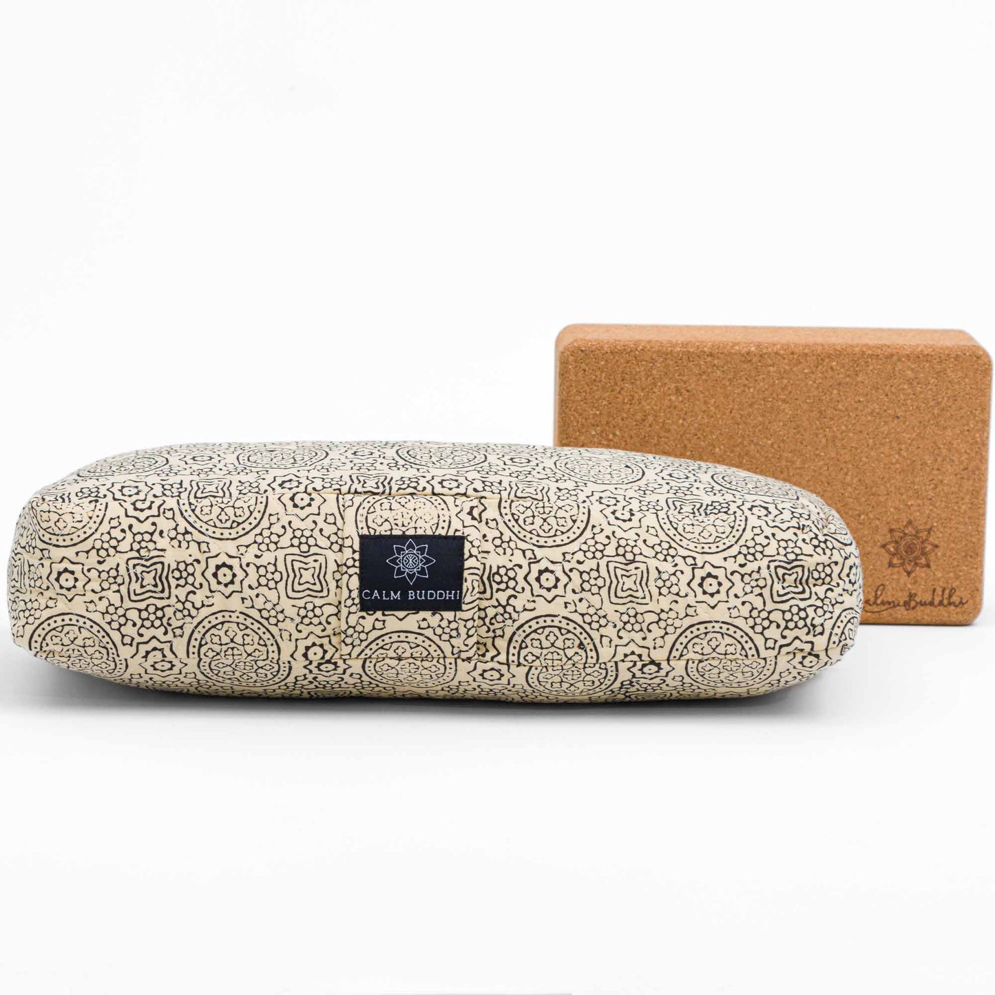 Travel Yoga Bolster ~ Pure Riyal Block Printed, Pure Riyal, Travel Bolsters -xo