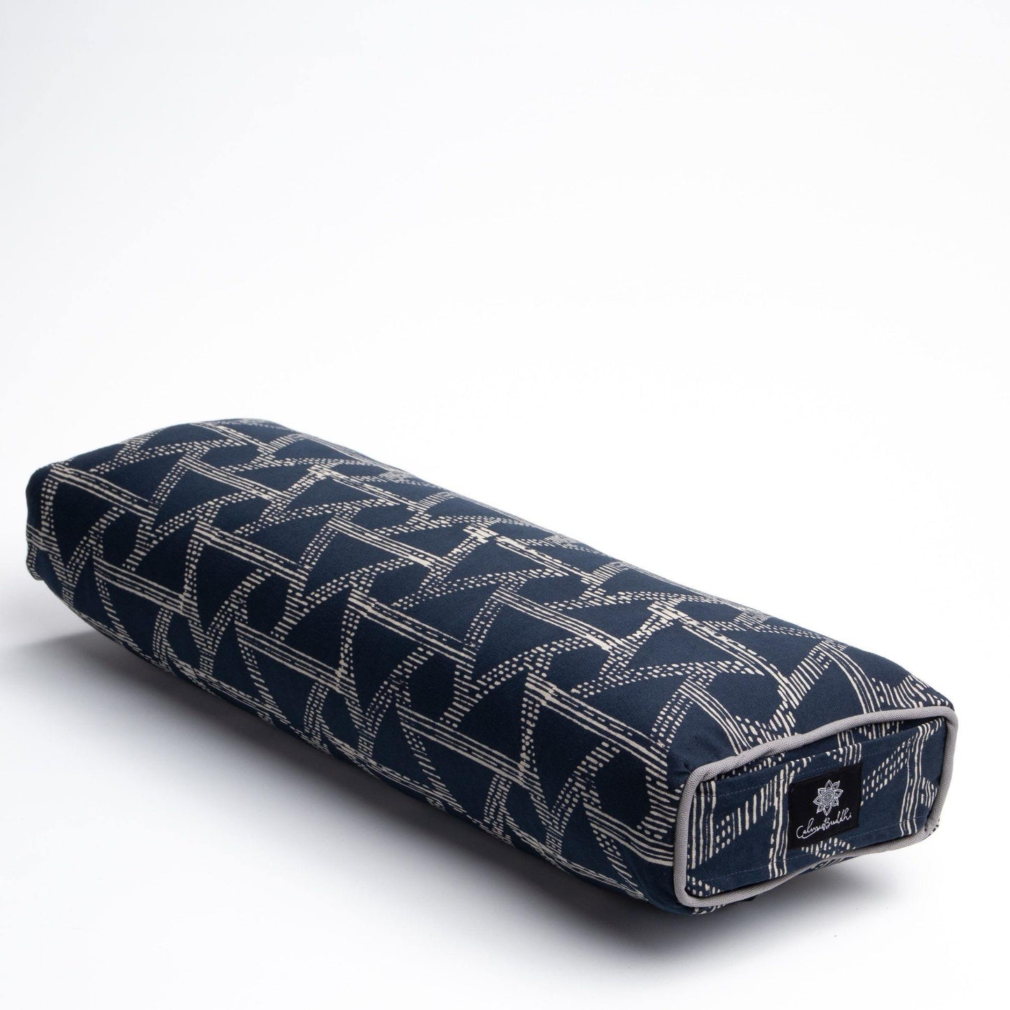 Deep Sea Blue Triangle Pranayama Yoga Bolster-Block Printed, Prana Bolsters-xo