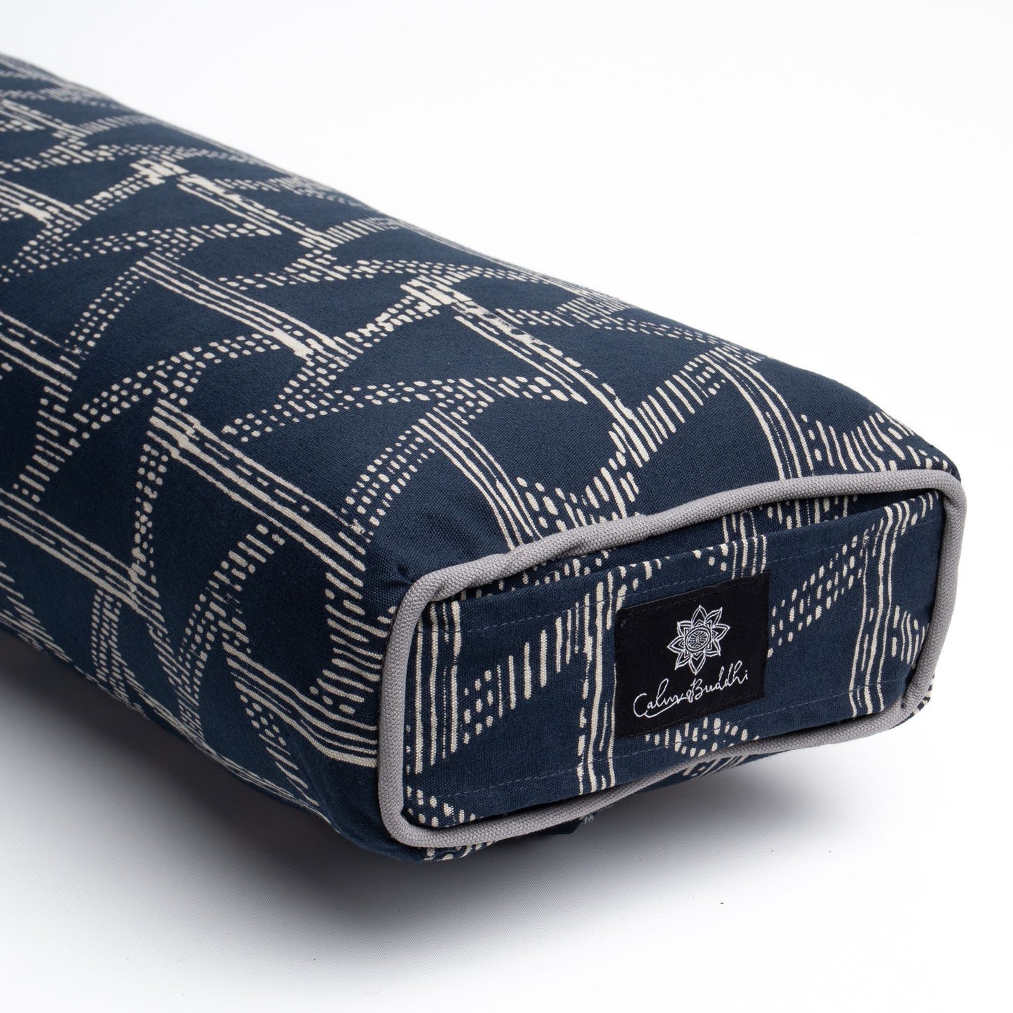 Deep Sea Blue Triangle Pranayama Yoga Bolster-Block Printed, Prana Bolsters-xo