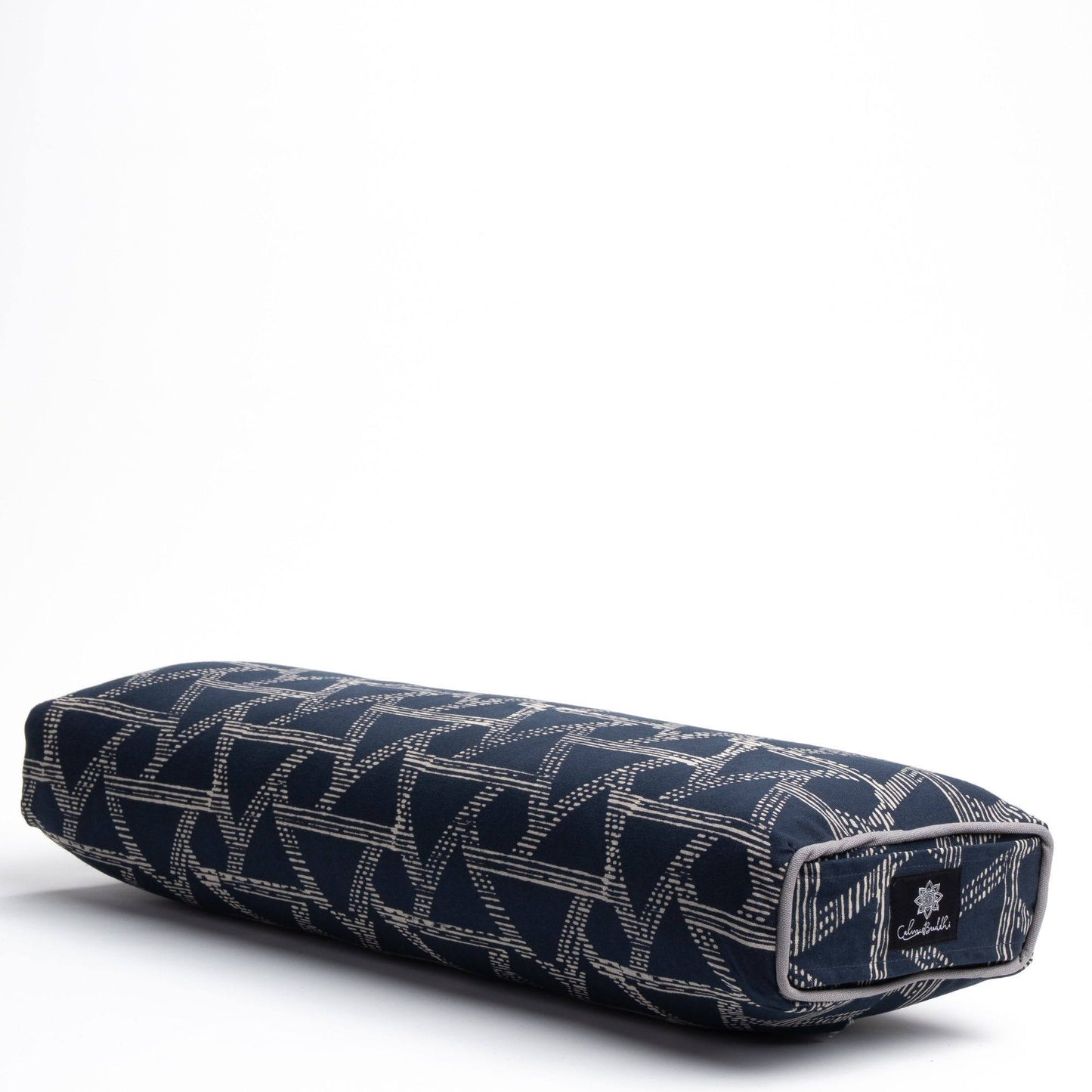 Deep Sea Blue Triangle Pranayama Yoga Bolster-Block Printed, Prana Bolsters-xo