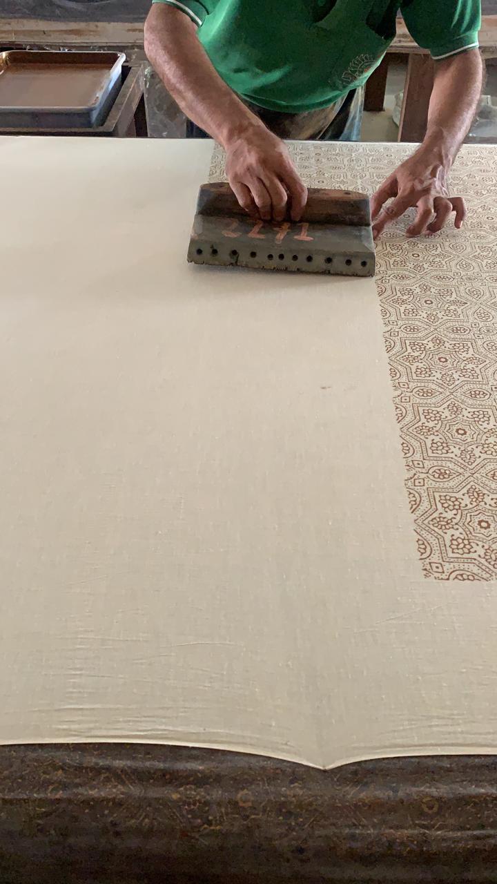 Meditation Cushion - Ajrakh Indigo Star Zabuton-Block Printed, Zabutons-xo