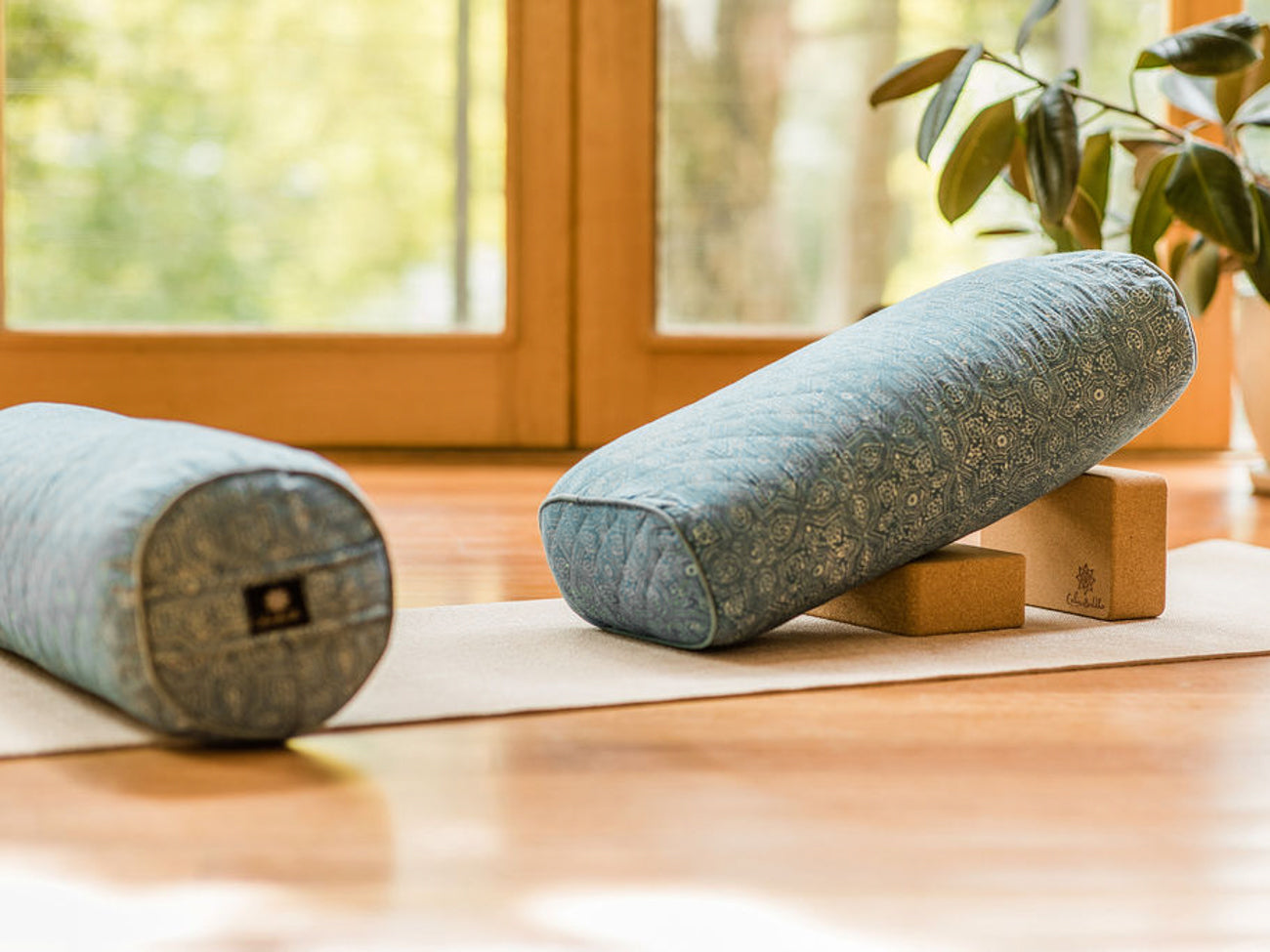 our yoga bolsters are filled with kapok or !00% organic cotton