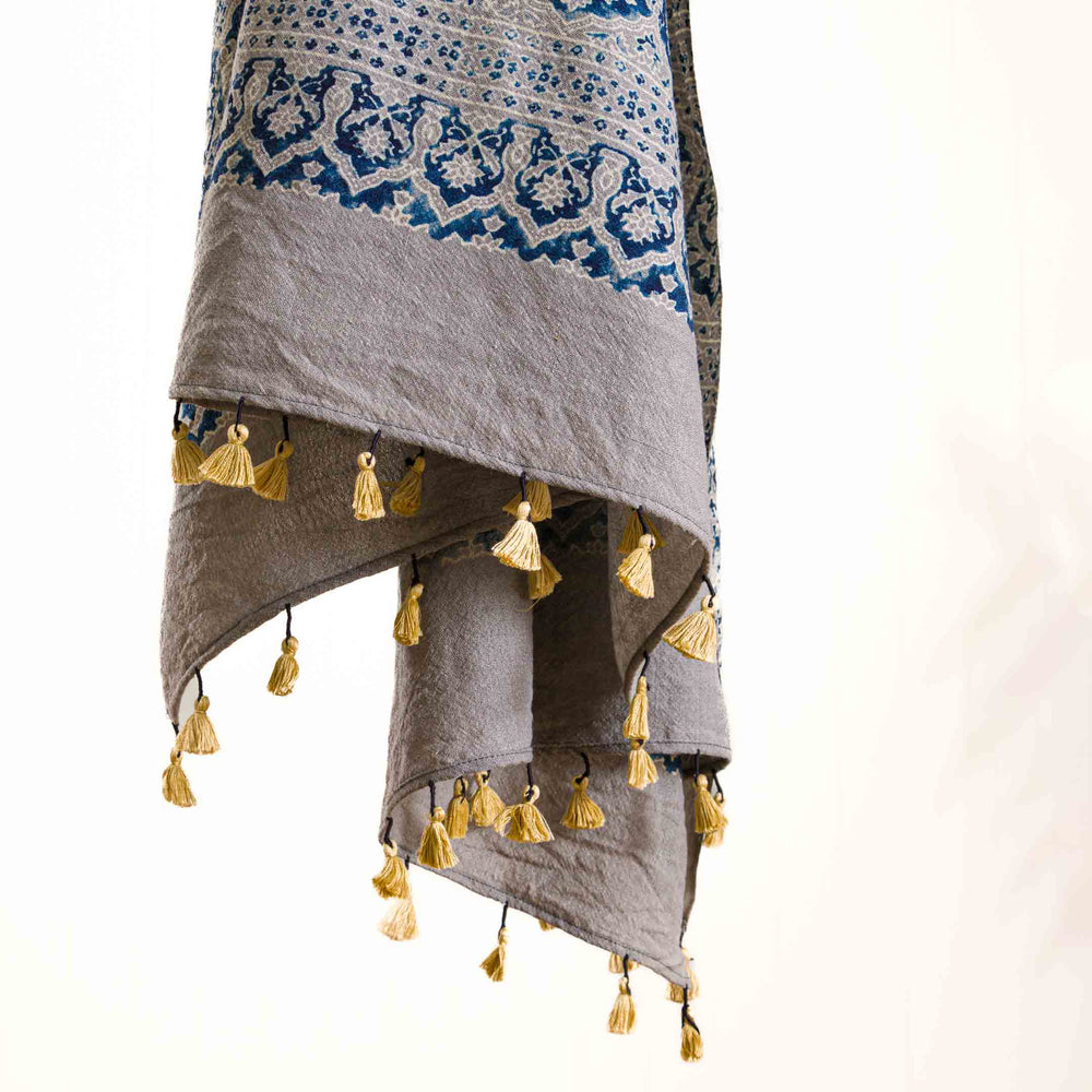 
                  
                    Ajrakh Indigo Mist ~  Wool Natural Dye Shawl
                  
                