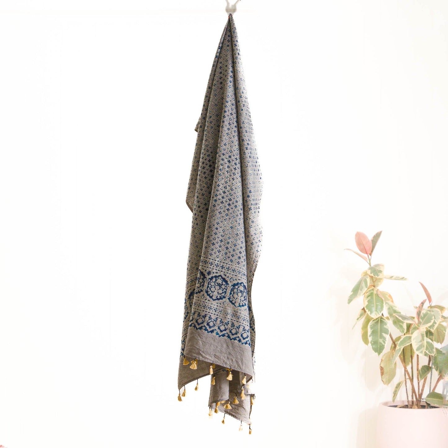 
                  
                    Ajrakh Indigo Mist ~  Wool Natural Dye Shawl
                  
                