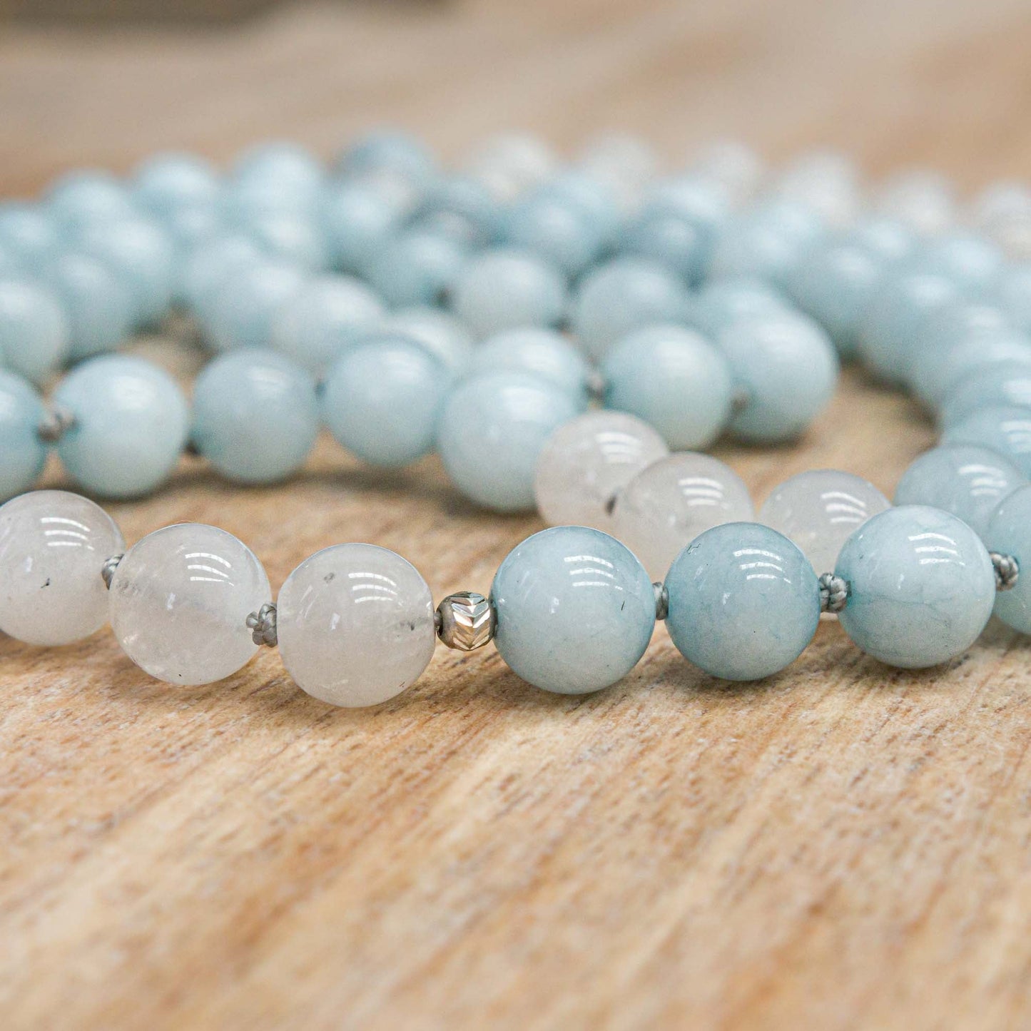 Aquamarine and Moonstone Mala Mala beads -xo