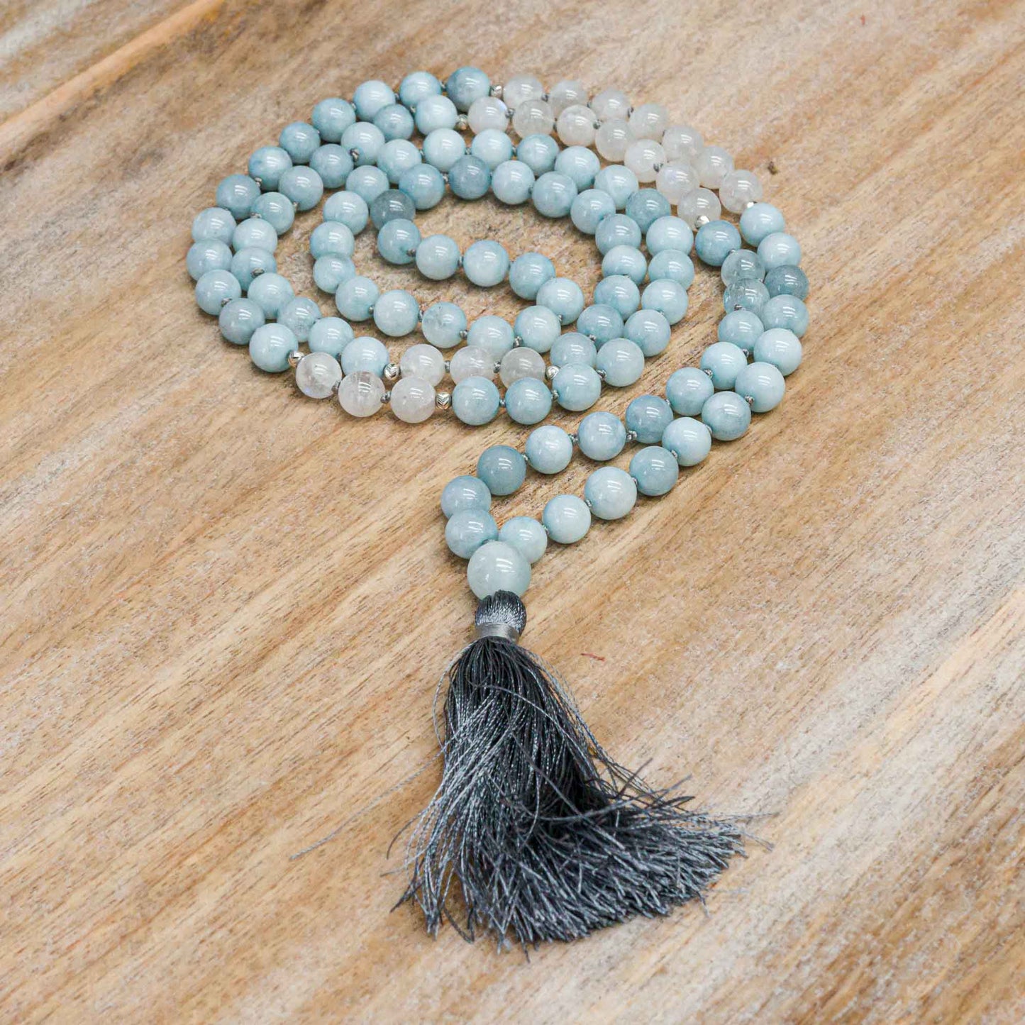Aquamarine and Moonstone Mala Mala beads -xo